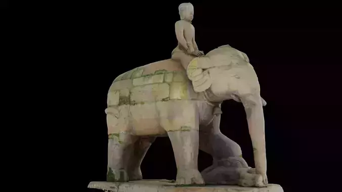 Ancient mounted elephant with 3 LOD - Nepal Heritage Low-poly 3D model