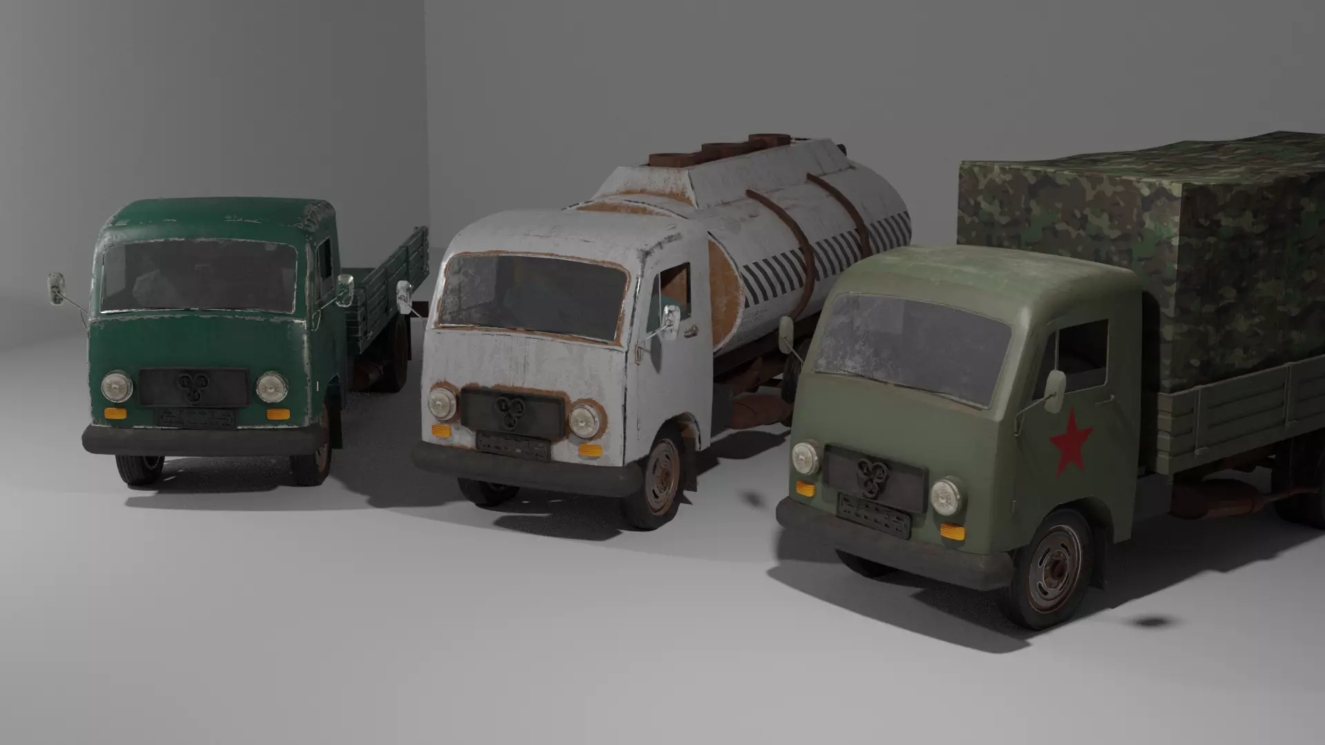 1980s Yugoslav-Soviet TAM industrial truck 3 SET Free 3D model_0