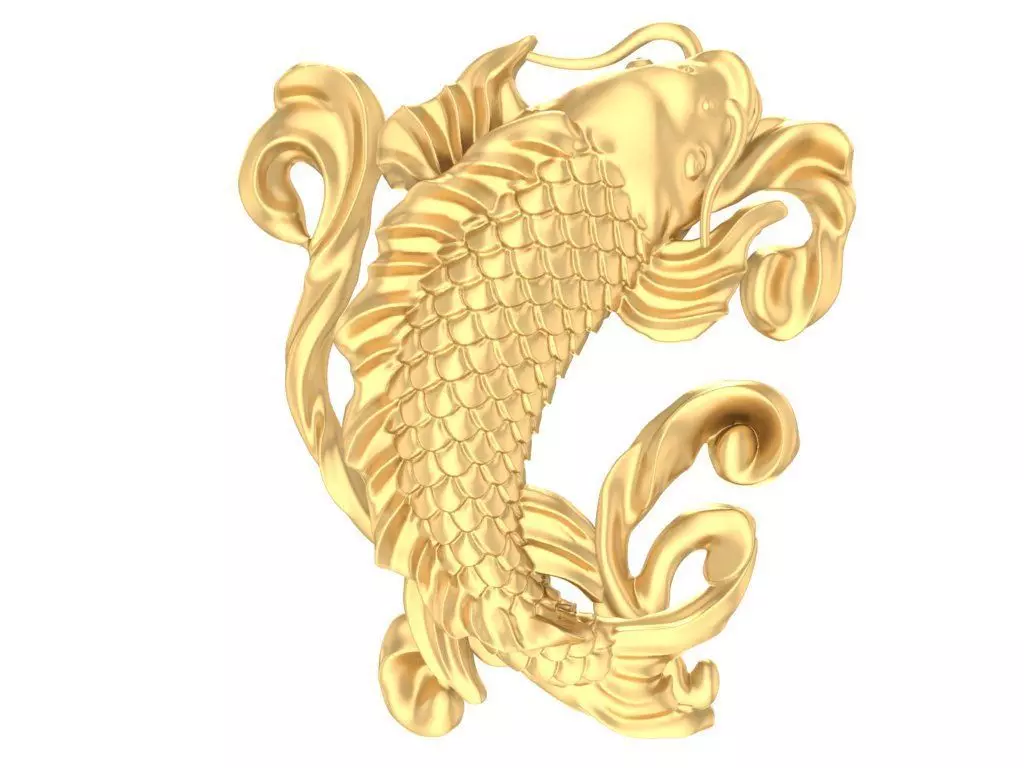 Lucky Koi Fish Curved Pendant 3D Model for Jewelry 2507 3D print model