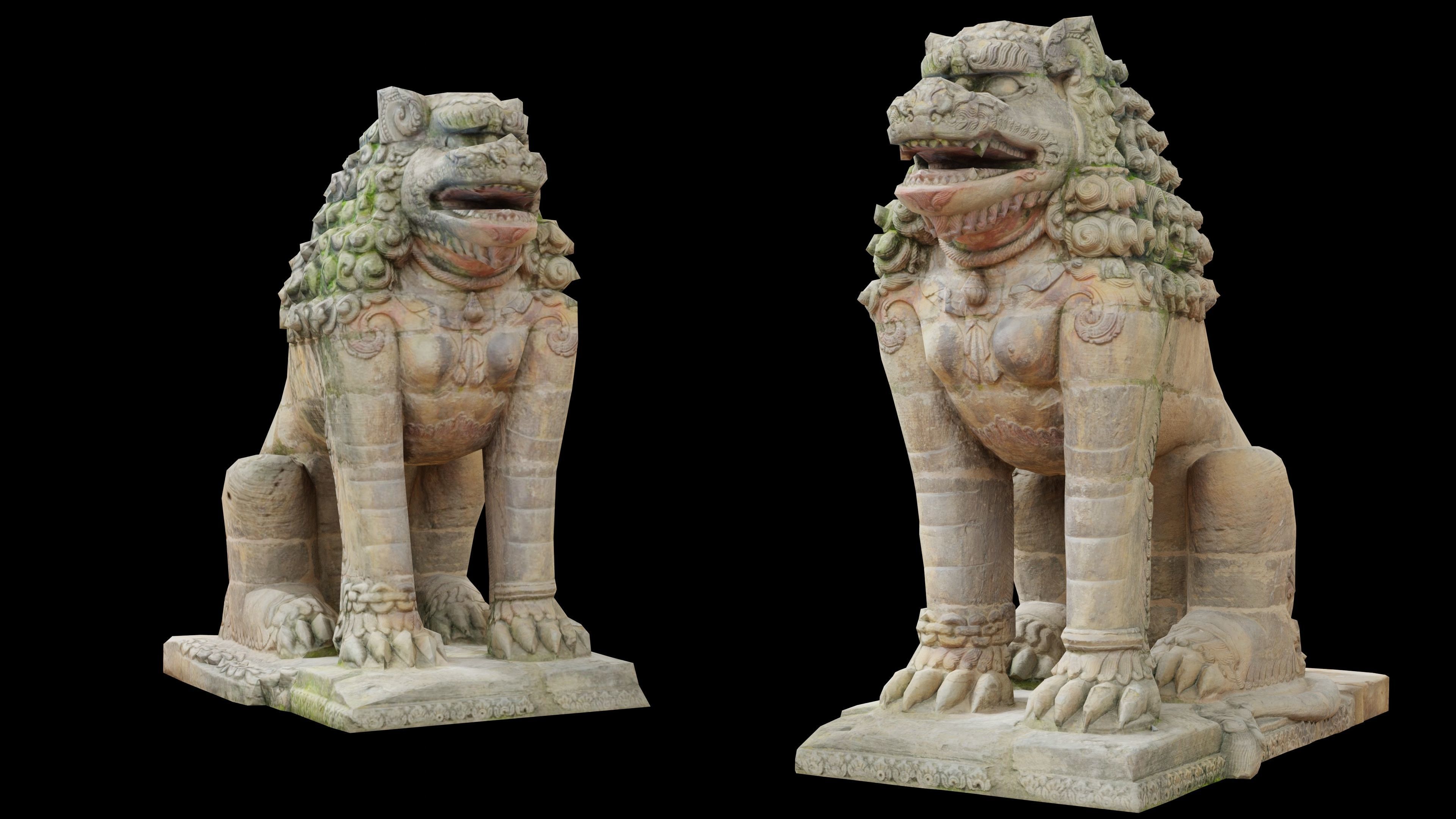 Lion guardian with 3 LOD - Nepal Heritage Low-poly 3D model_5
