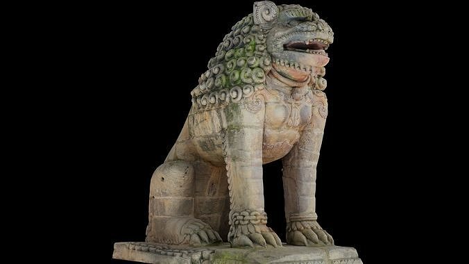 Lion guardian with 3 LOD - Nepal Heritage Low-poly 3D model