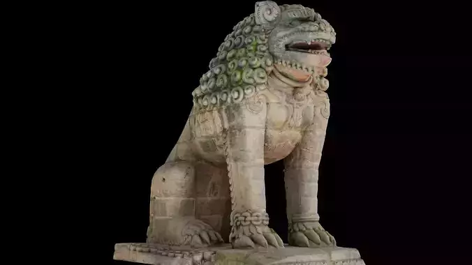 Lion guardian with 3 LOD - Nepal Heritage Low-poly 3D model