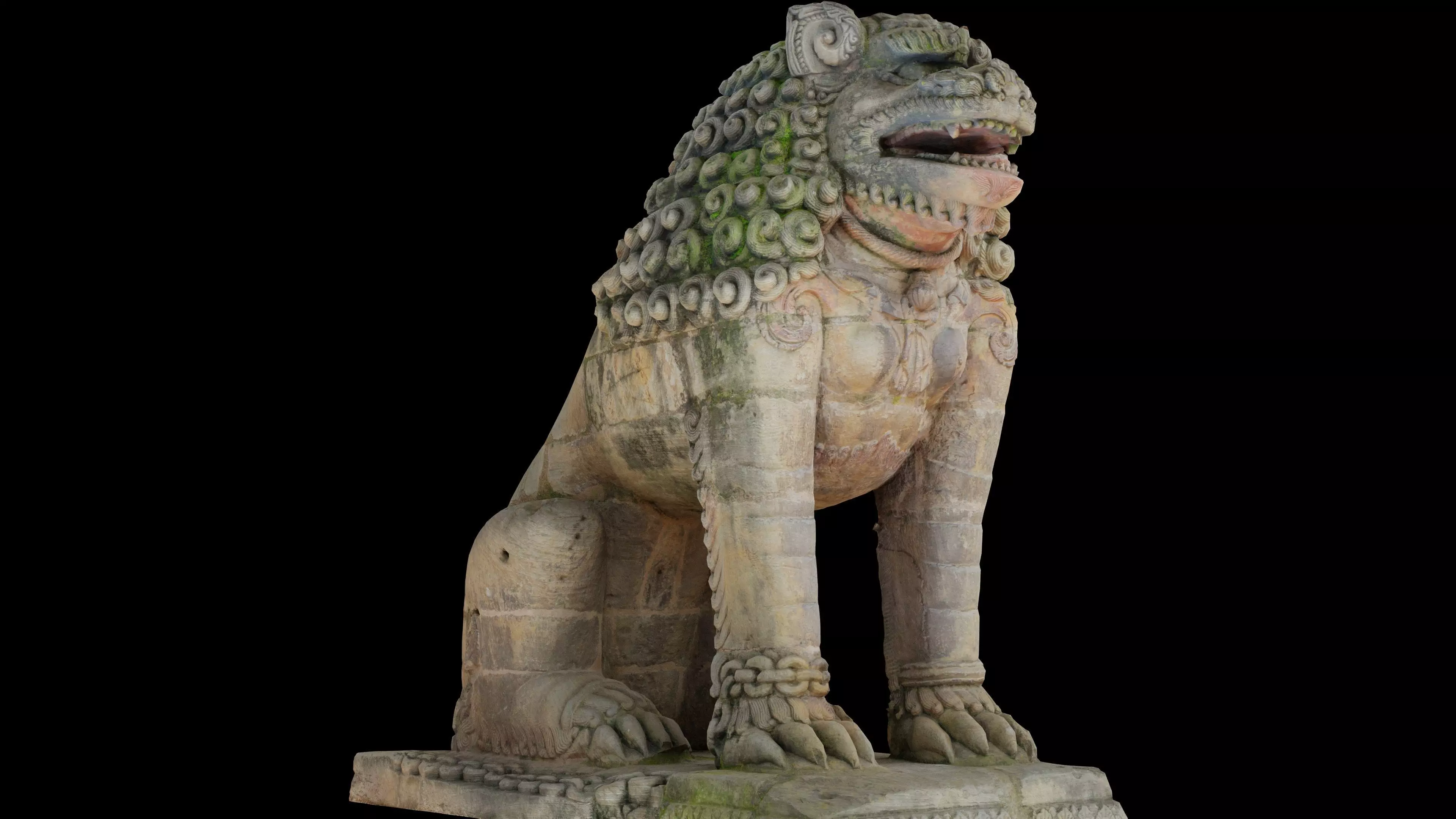 Lion guardian with 3 LOD - Nepal Heritage Low-poly 3D model_0