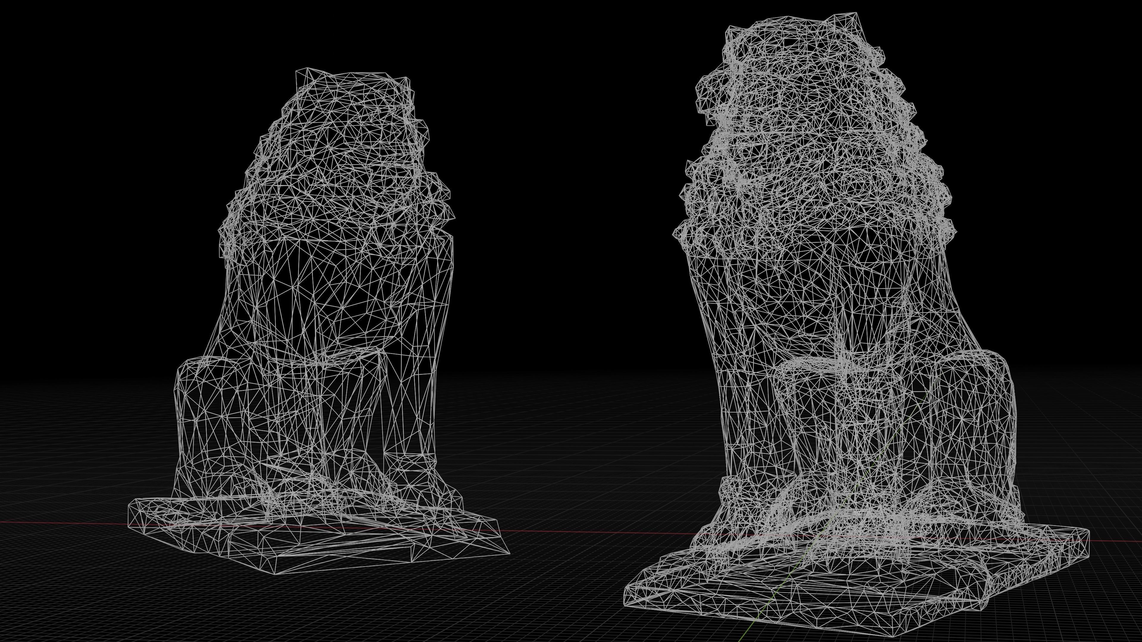 Lion guardian with 3 LOD - Nepal Heritage Low-poly 3D model_4