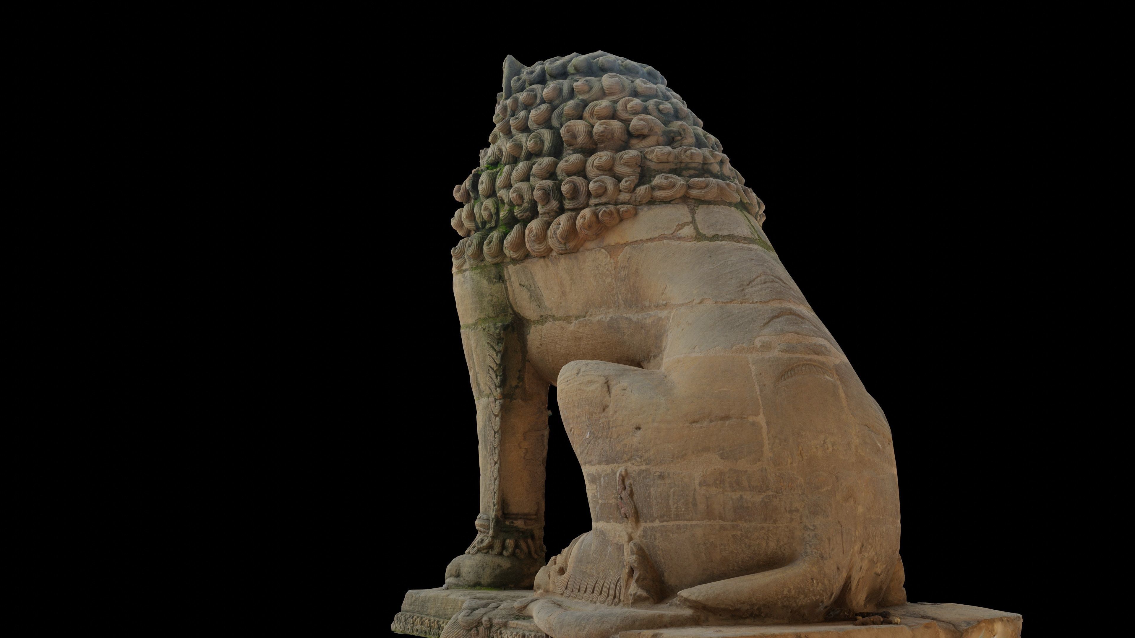 Lion guardian with 3 LOD - Nepal Heritage Low-poly 3D model_3