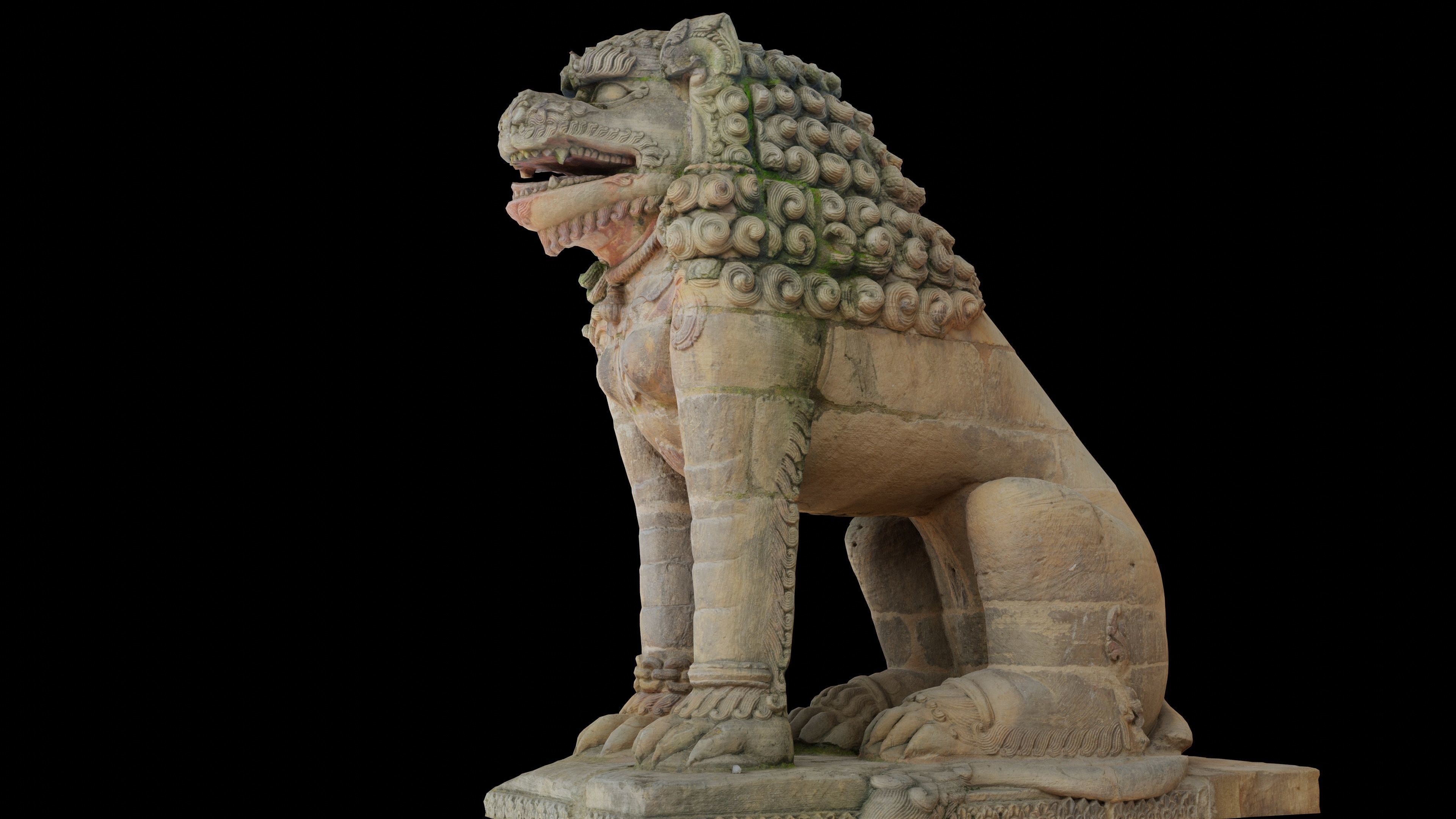 Lion guardian with 3 LOD - Nepal Heritage Low-poly 3D model_2
