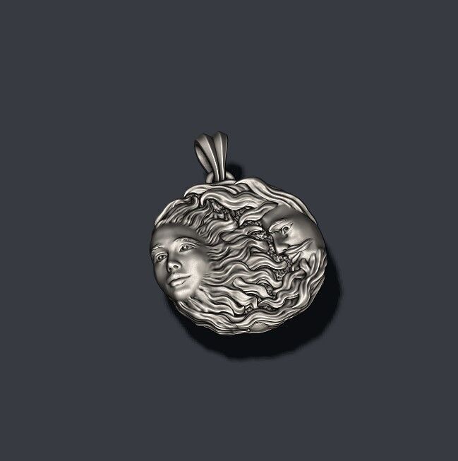 Sun and moon pendant 3D print model_6