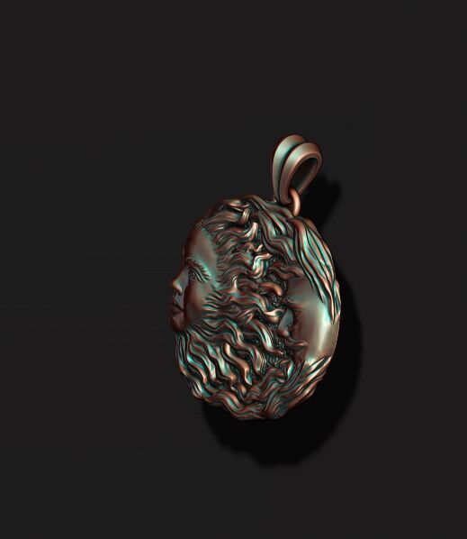 Sun and moon pendant 3D print model_5
