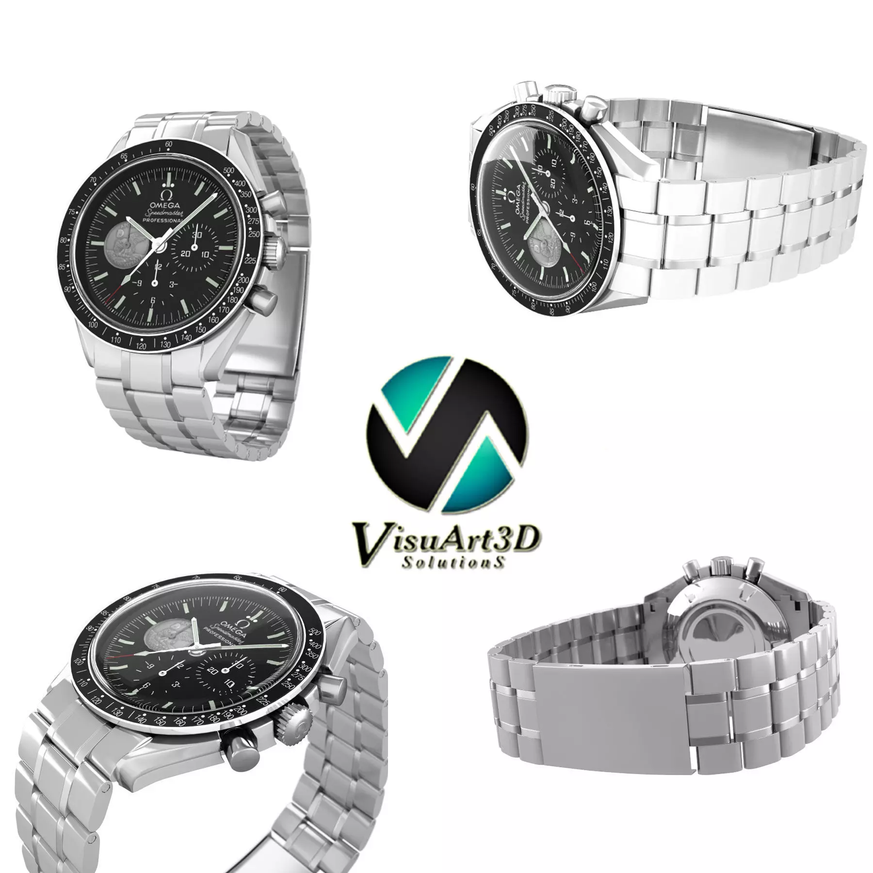 Omega Speedmaster Apollo edition 3D model_0