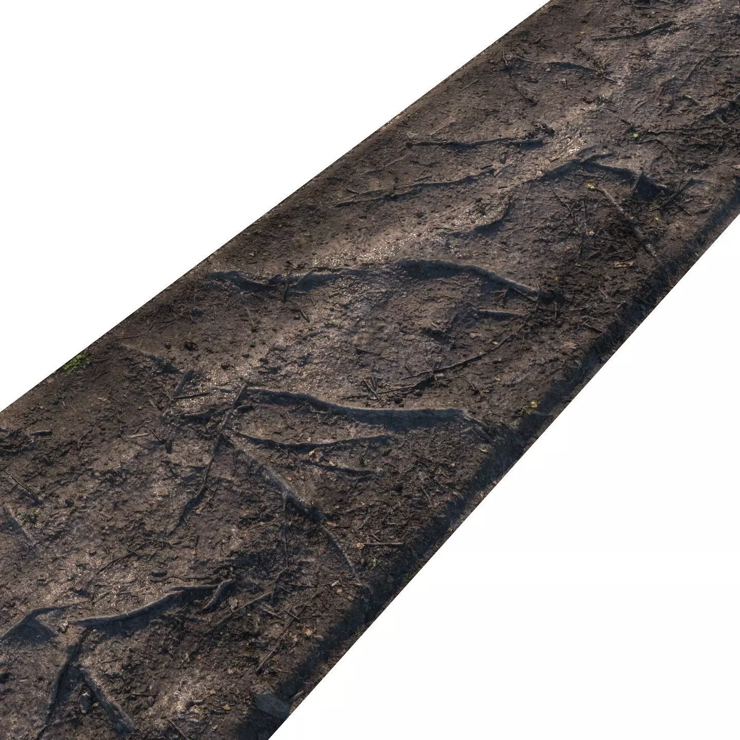 Forest road material with roots Low-poly 3D model