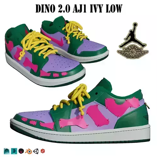 DINO 2 Air Jordan 1 IVY LOW Shoes PBR  Low-poly 3D model