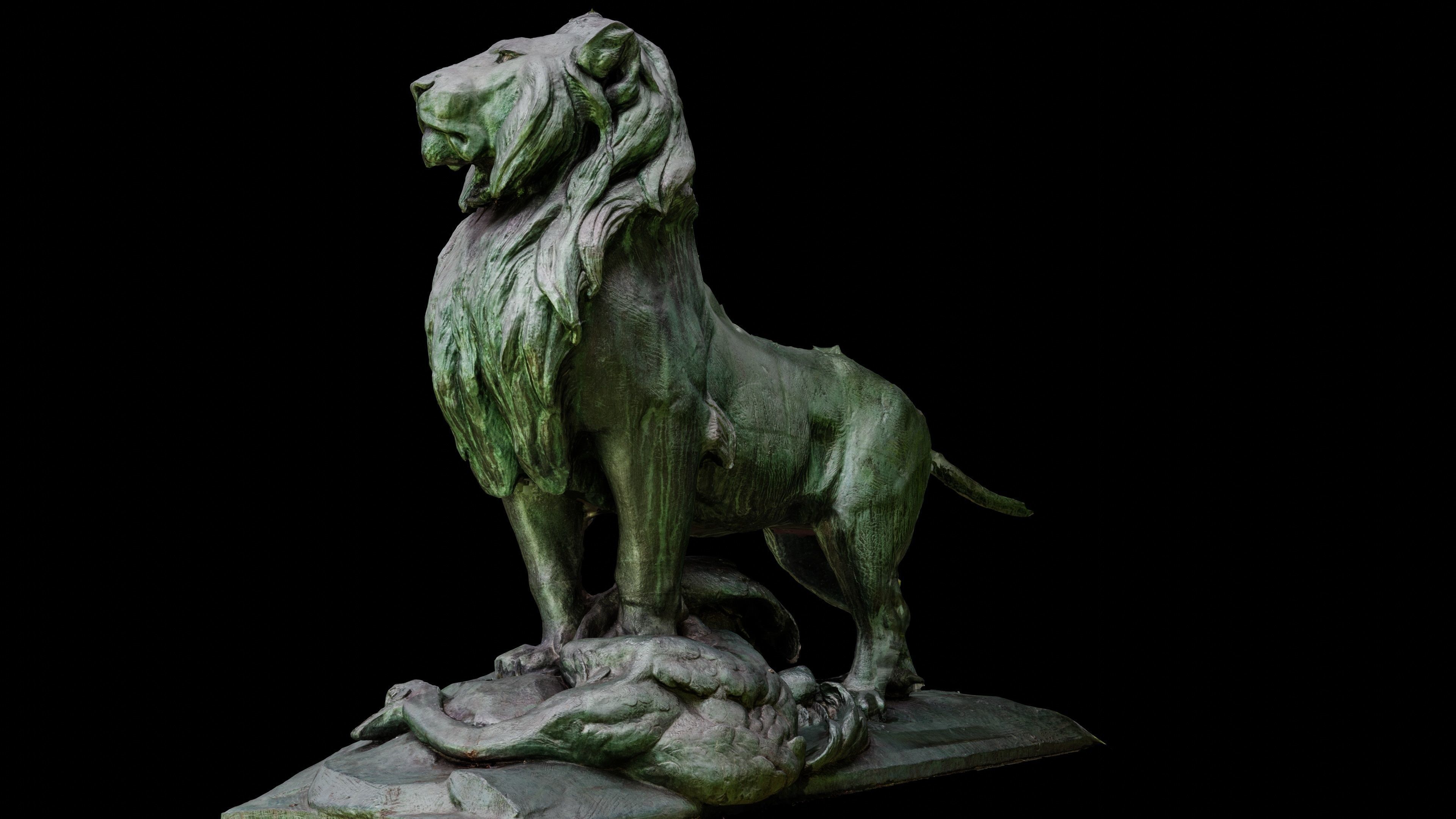 Lion De Nubie et sa proie - 4 LOD Low-poly 3D model_2