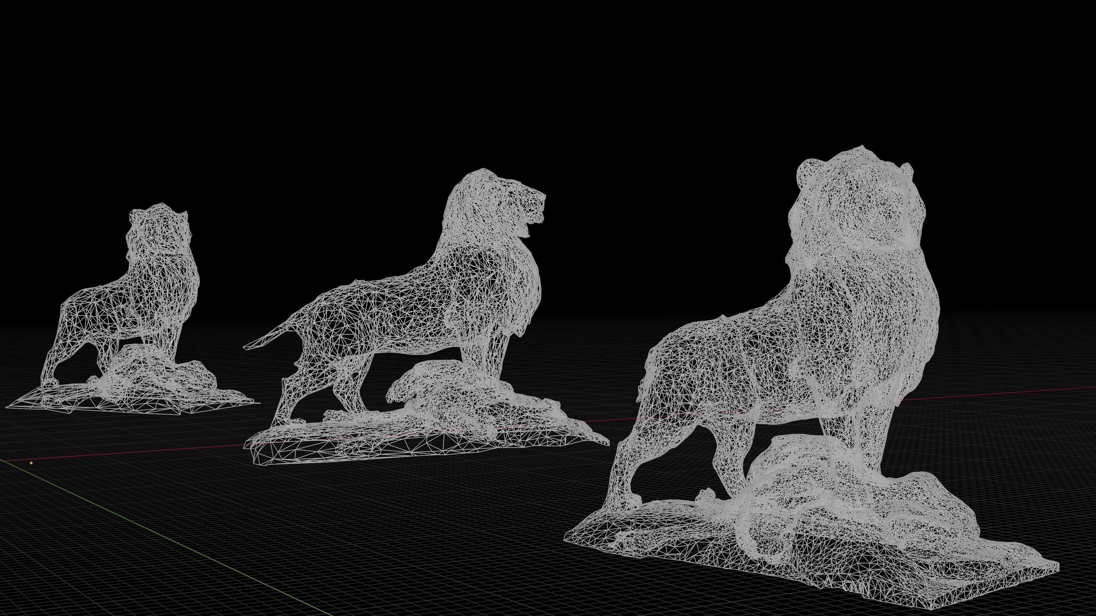 Lion De Nubie et sa proie - 4 LOD Low-poly 3D model_3