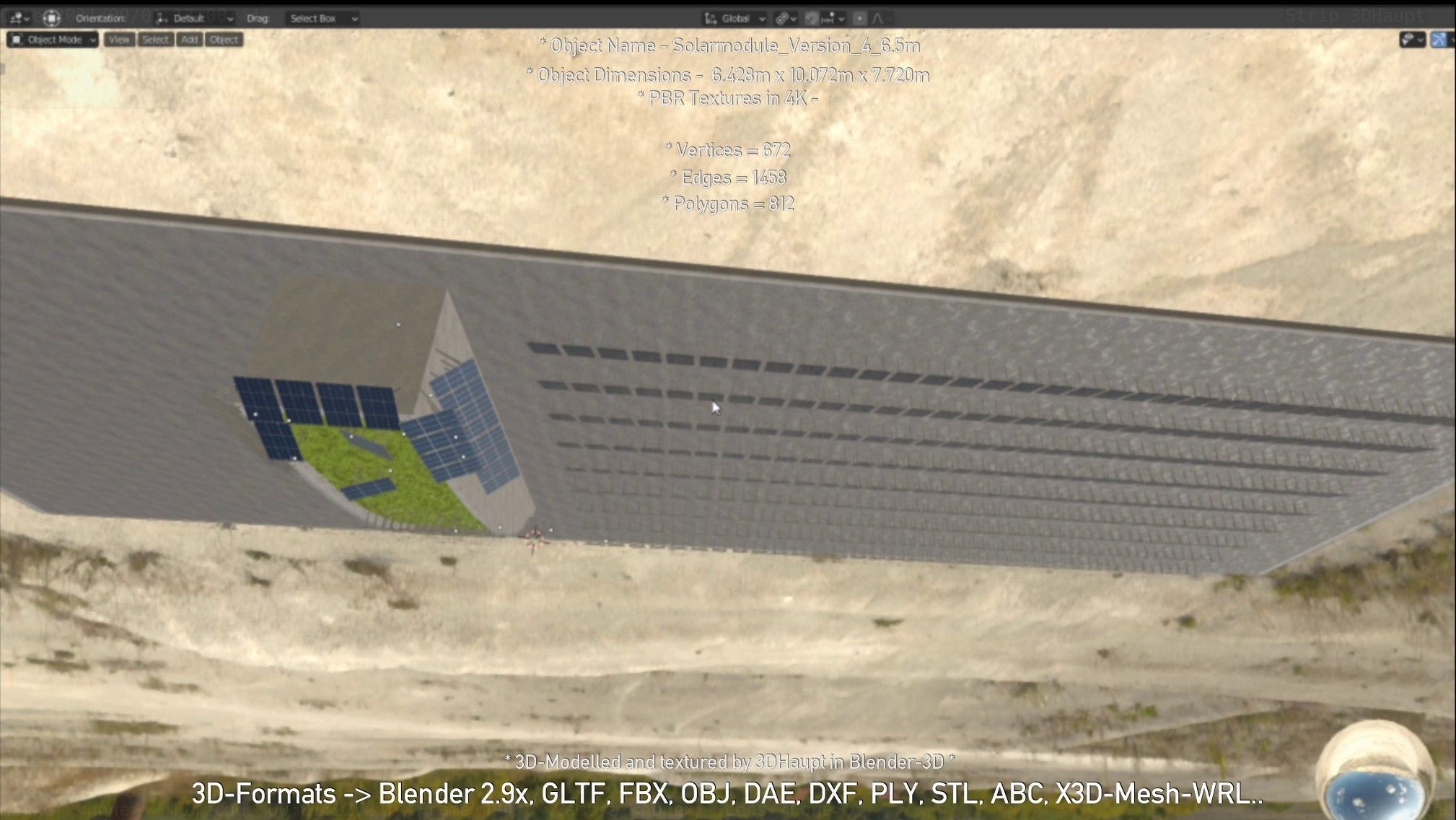 Solarmodule Version 4 - 6500mm Low-poly 3D model_117