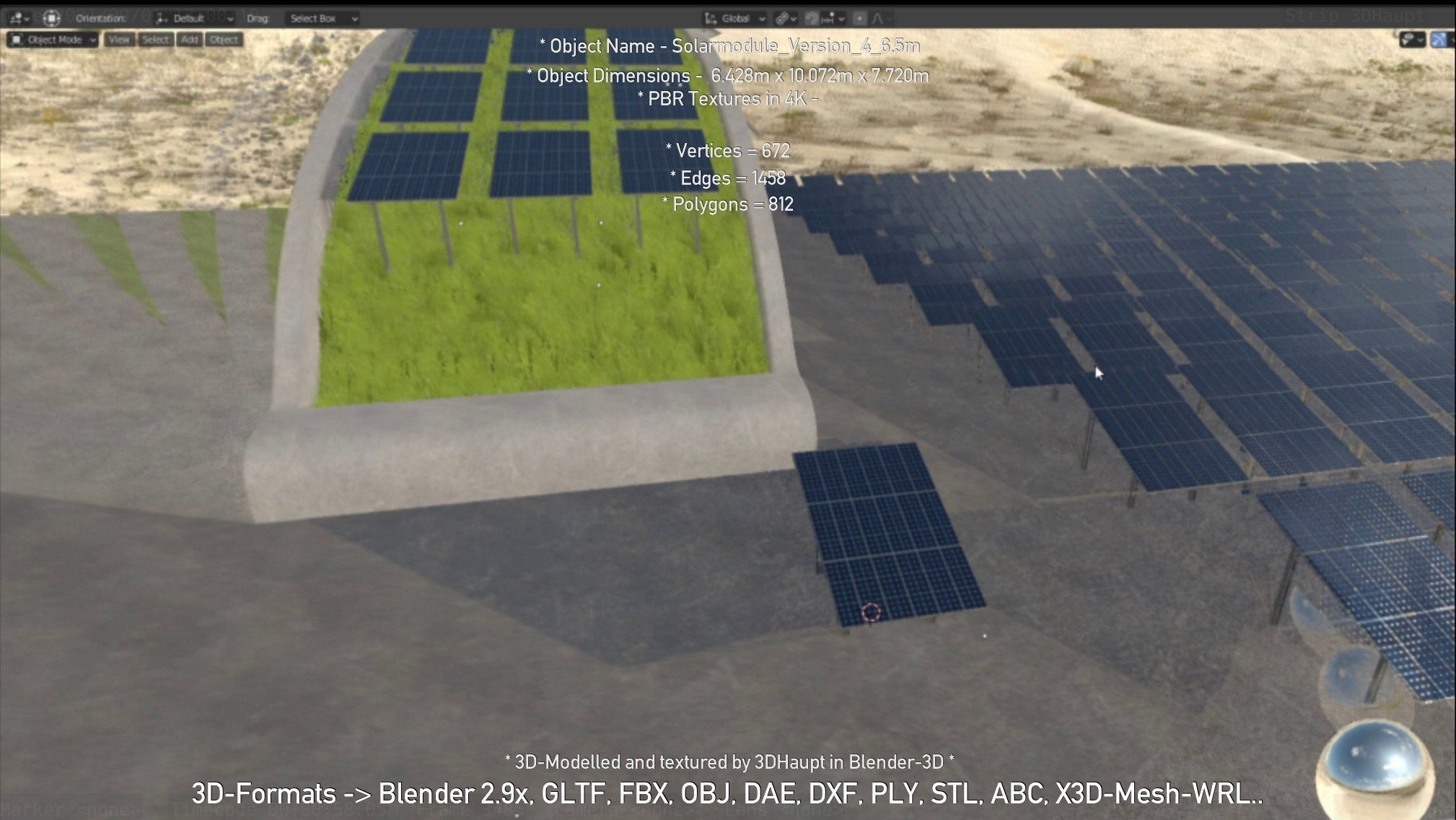 Solarmodule Version 4 - 6500mm Low-poly 3D model_107