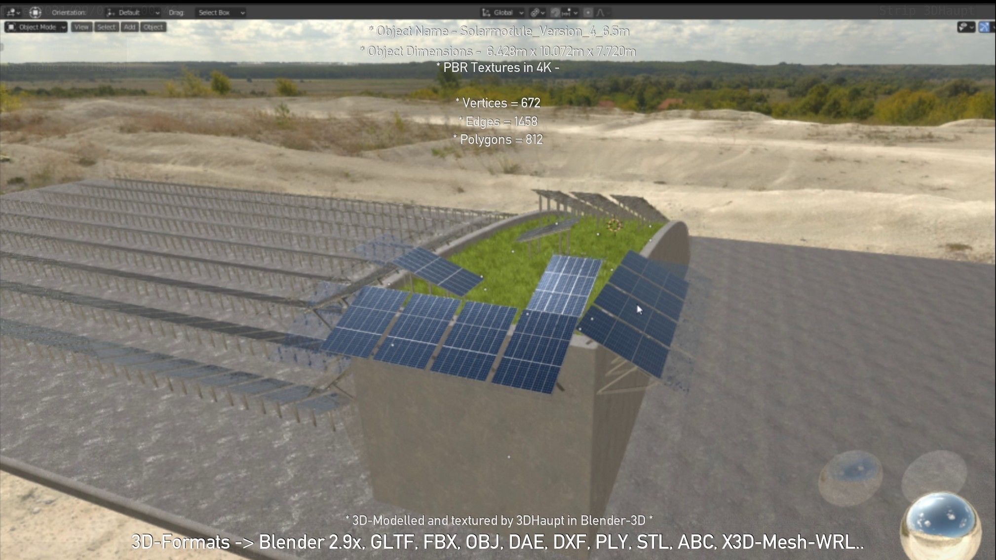 Solarmodule Version 4 - 6500mm Low-poly 3D model_121