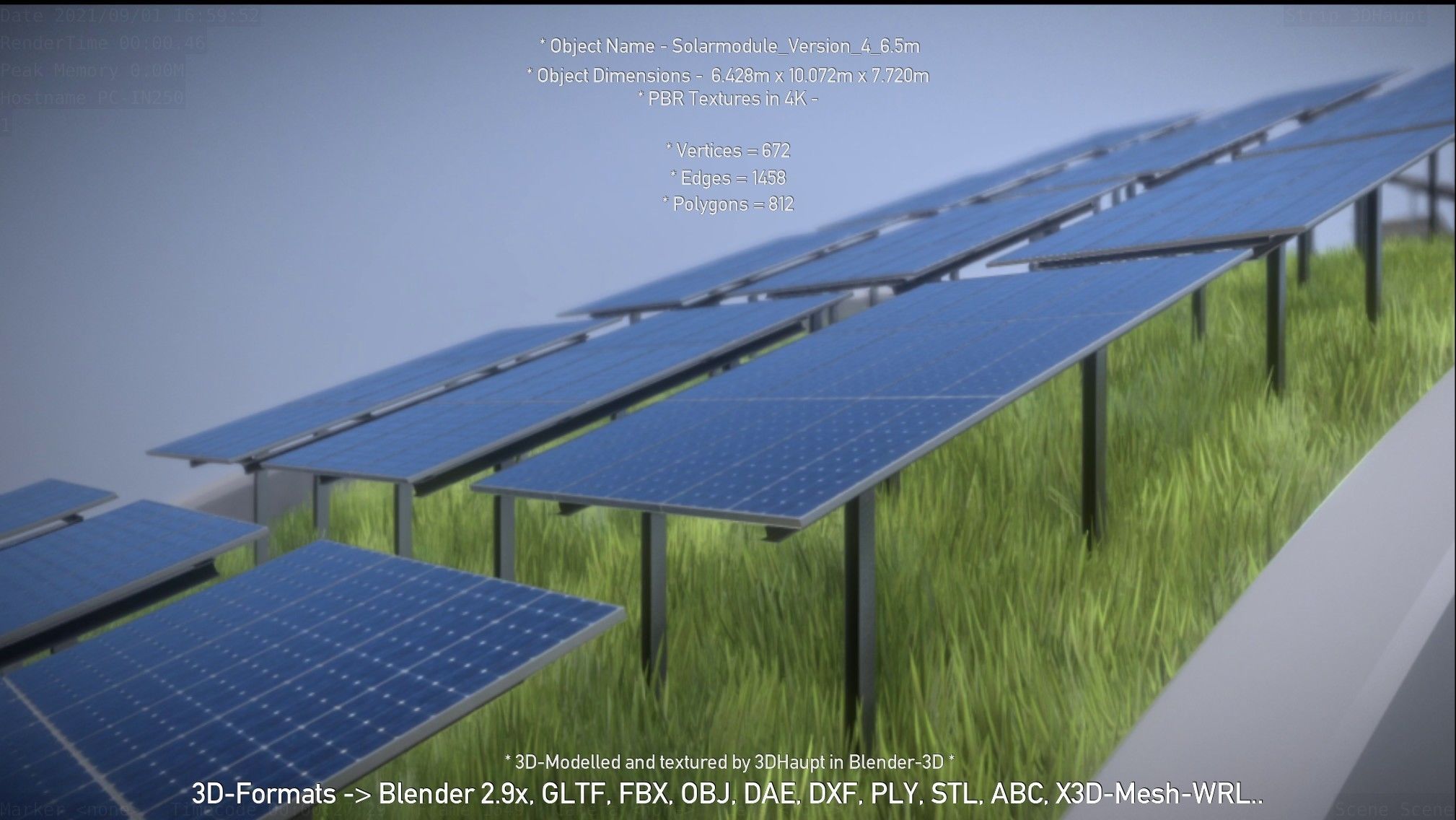 Solarmodule Version 4 - 6500mm Low-poly 3D model_96