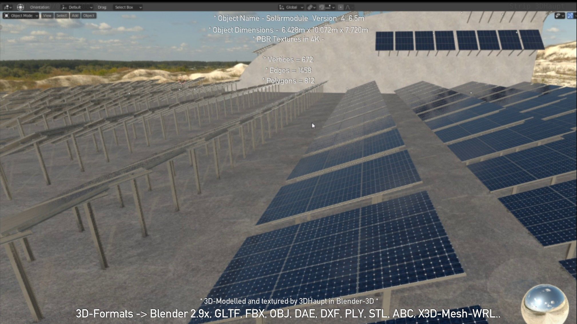 Solarmodule Version 4 - 6500mm Low-poly 3D model_57