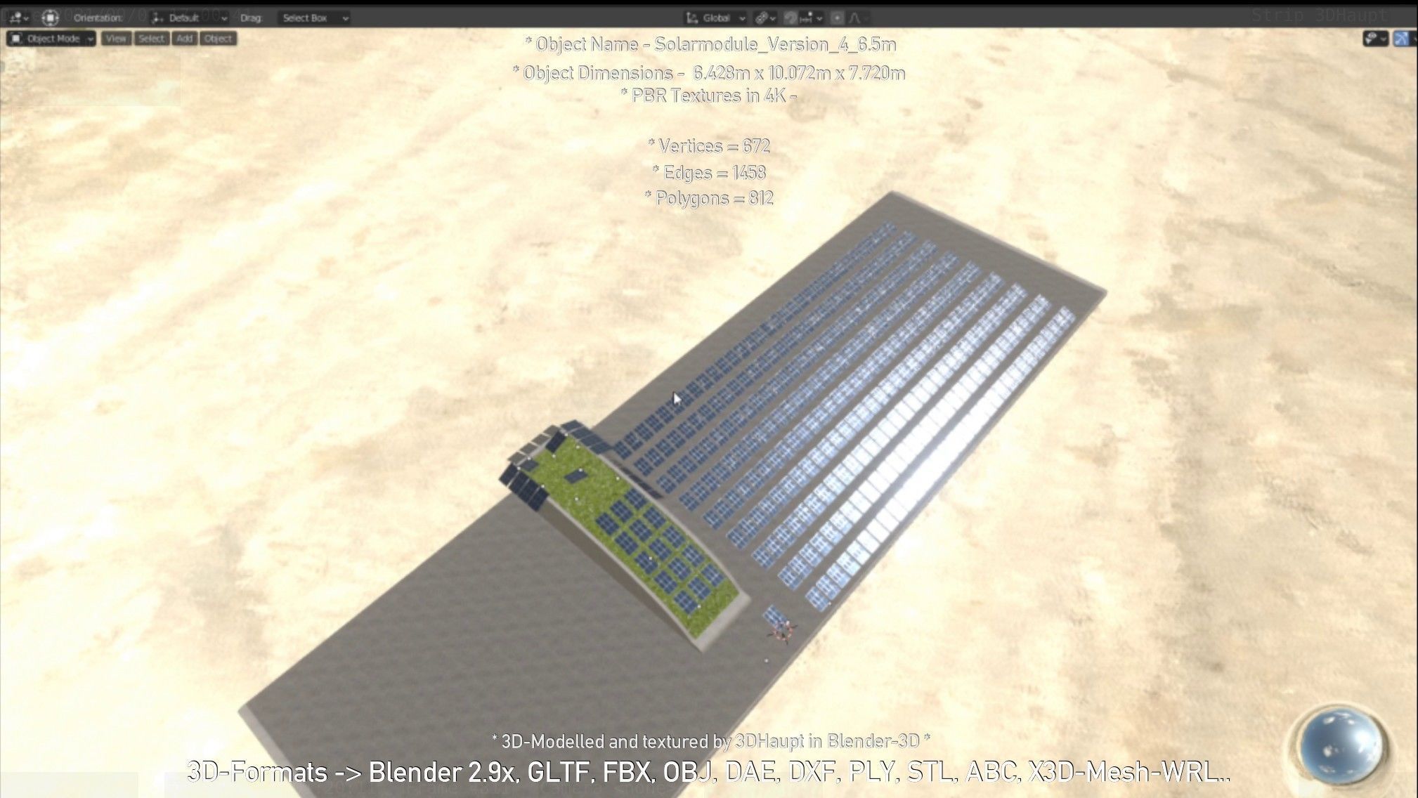 Solarmodule Version 4 - 6500mm Low-poly 3D model_101