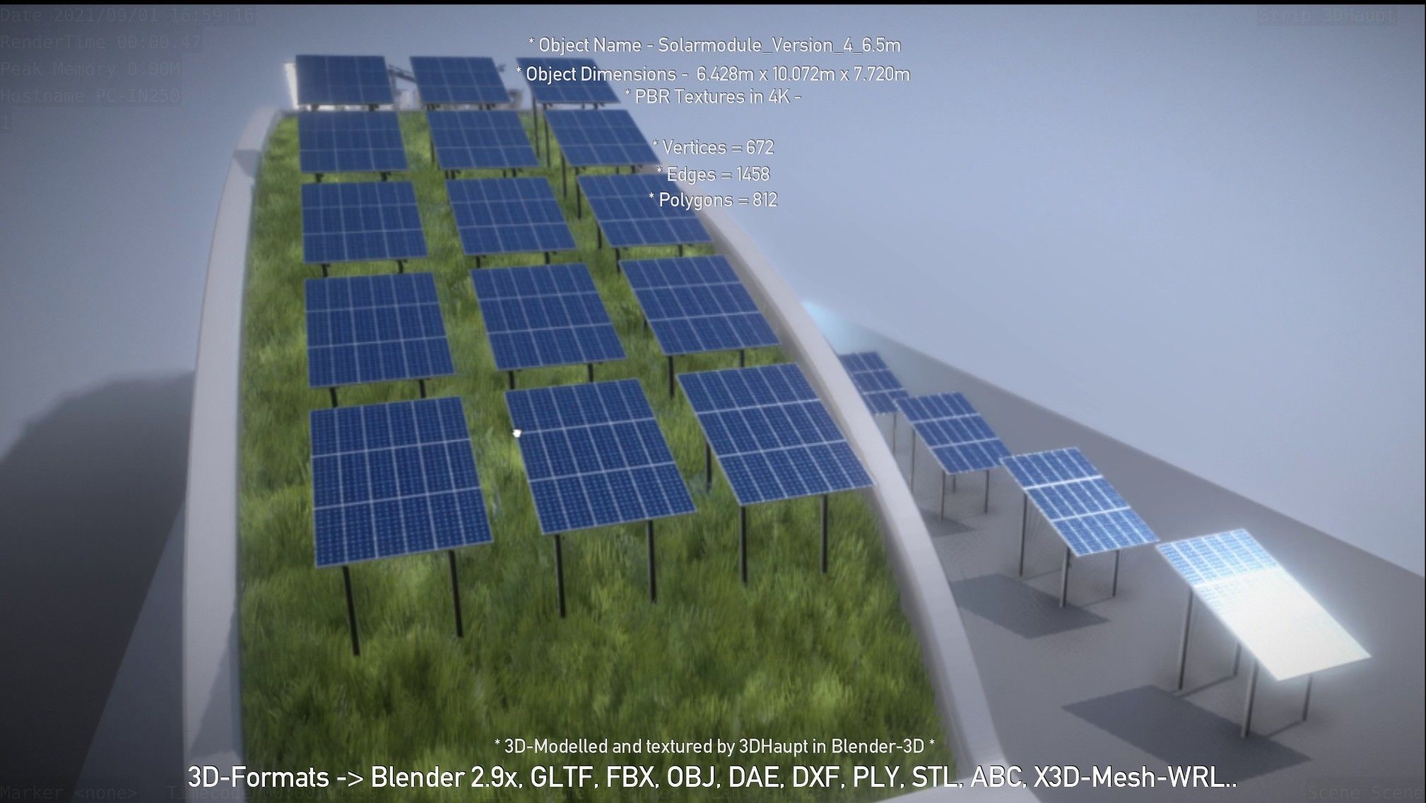 Solarmodule Version 4 - 6500mm Low-poly 3D model_42