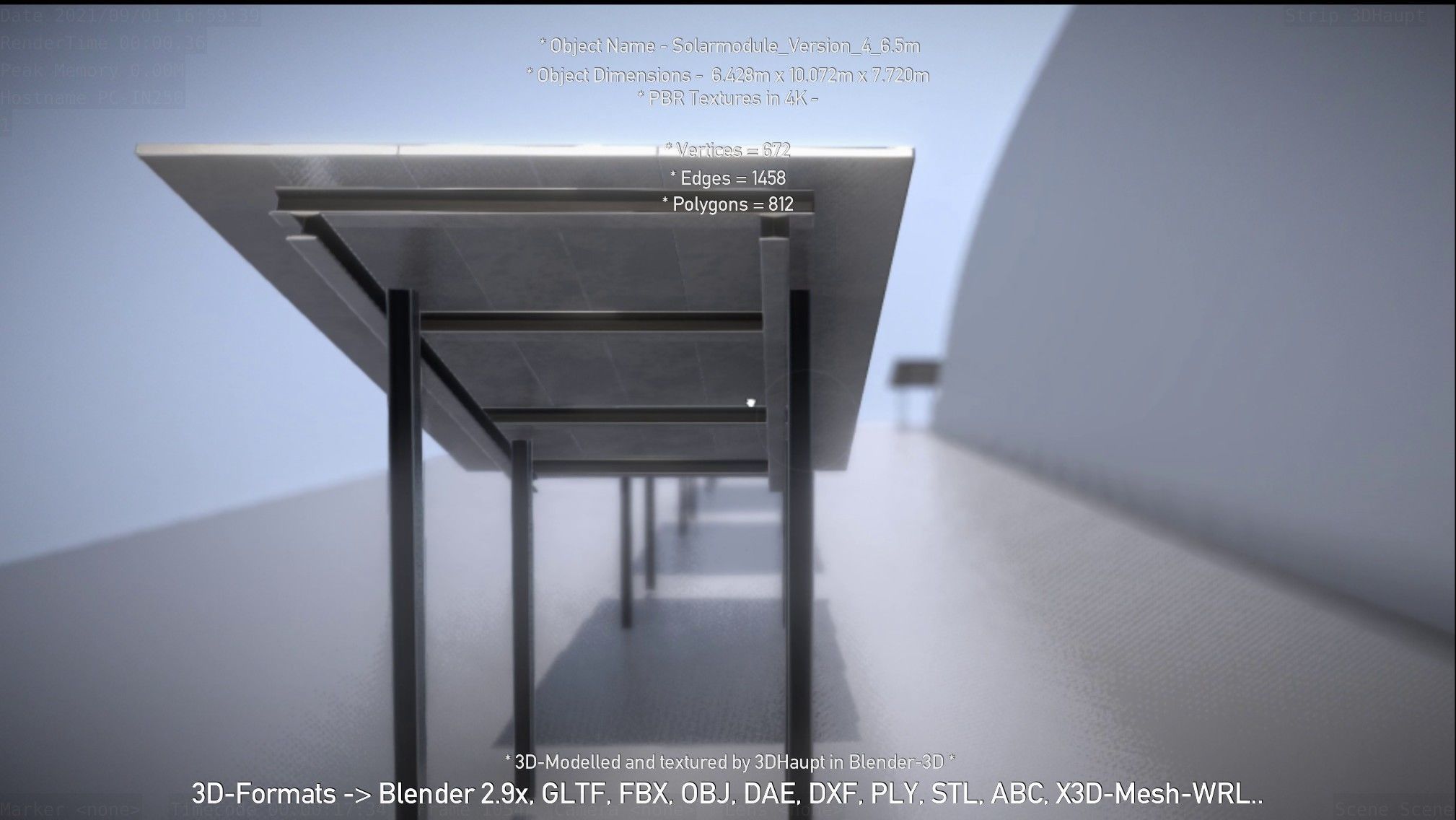 Solarmodule Version 4 - 6500mm Low-poly 3D model_91