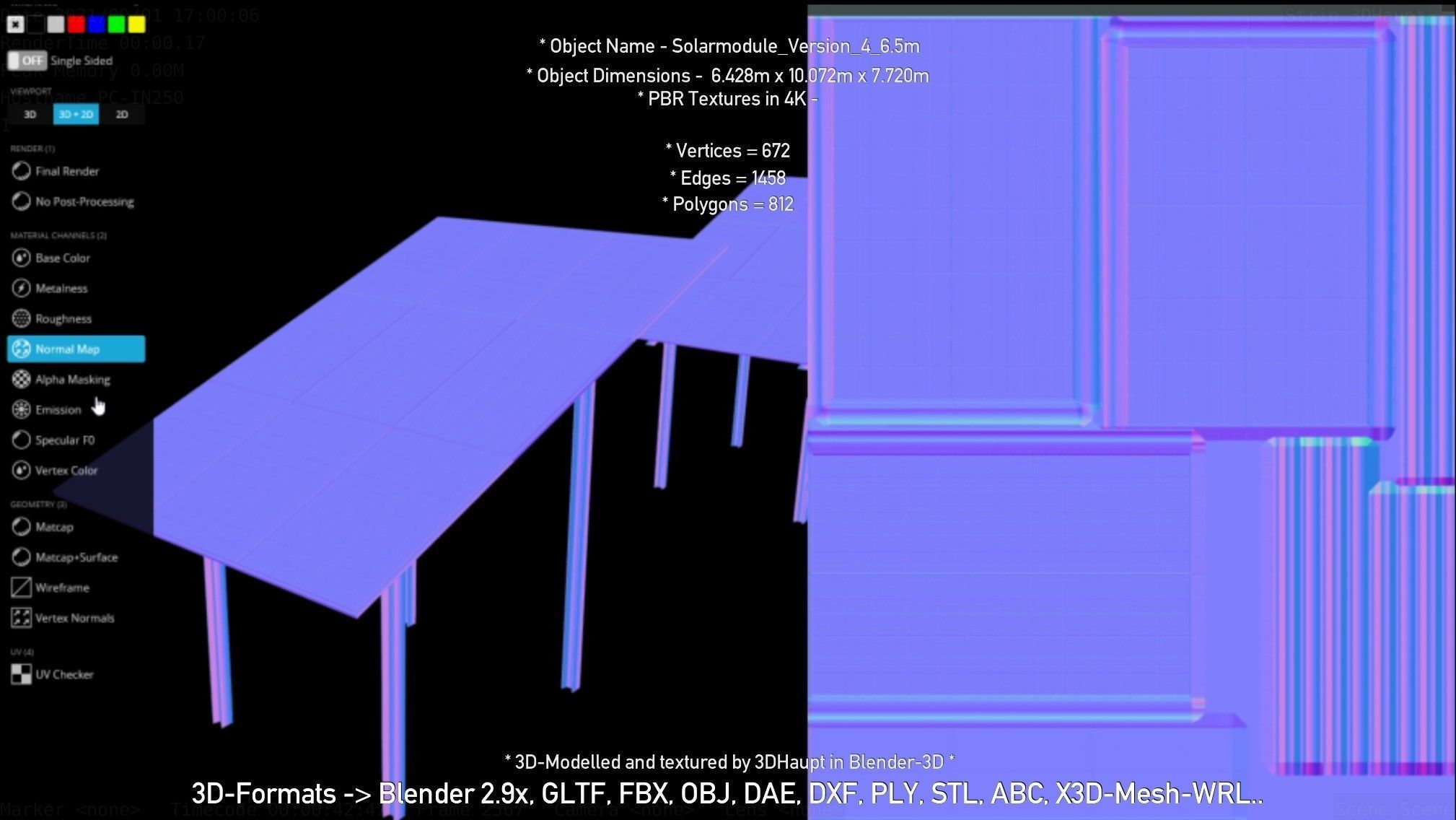 Solarmodule Version 4 - 6500mm Low-poly 3D model_27