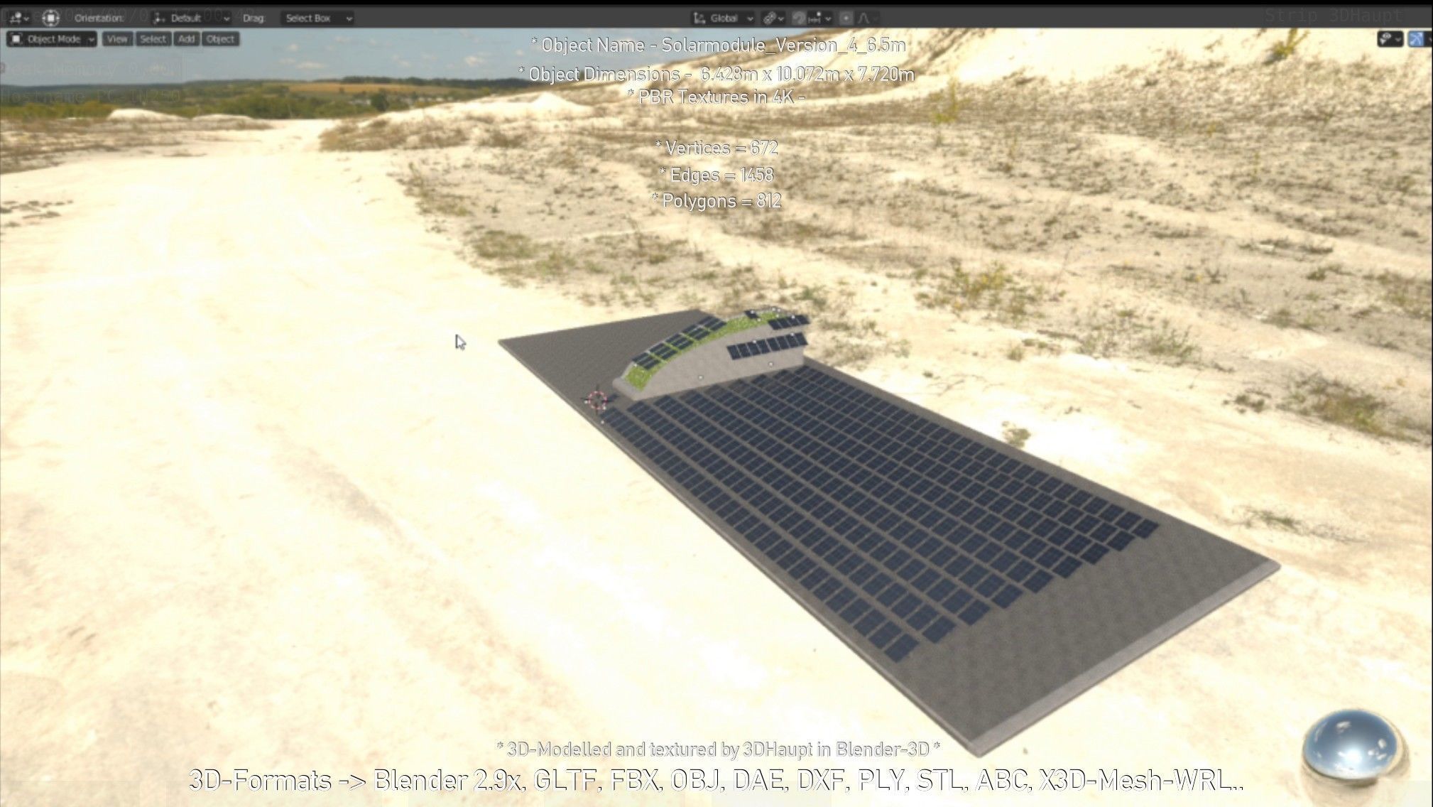 Solarmodule Version 4 - 6500mm Low-poly 3D model_118