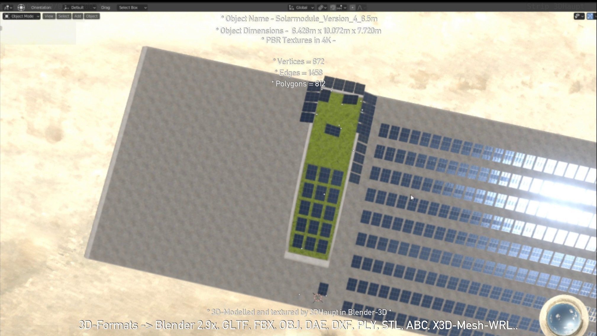 Solarmodule Version 4 - 6500mm Low-poly 3D model_104
