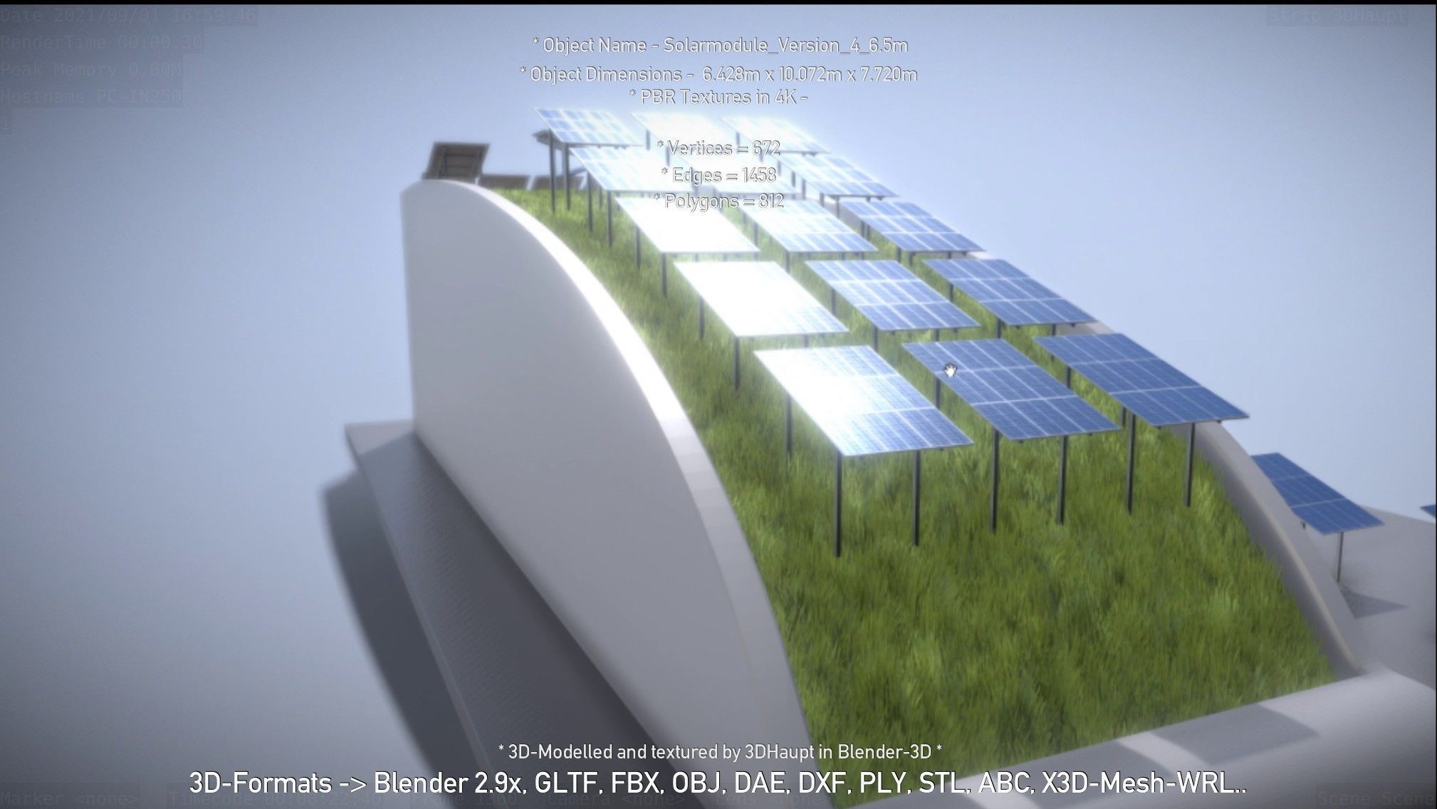 Solarmodule Version 4 - 6500mm Low-poly 3D model_69