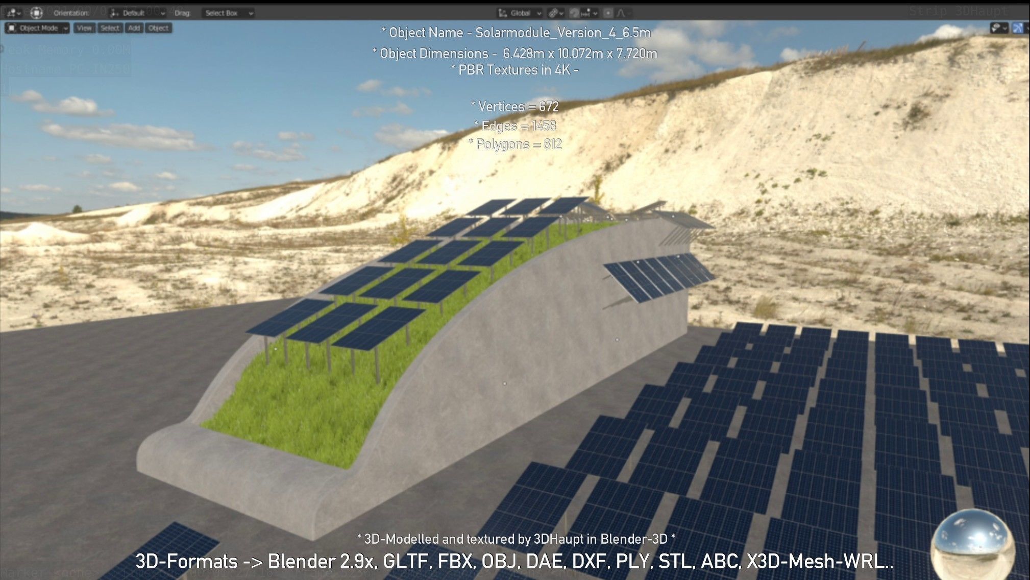 Solarmodule Version 4 - 6500mm Low-poly 3D model_61