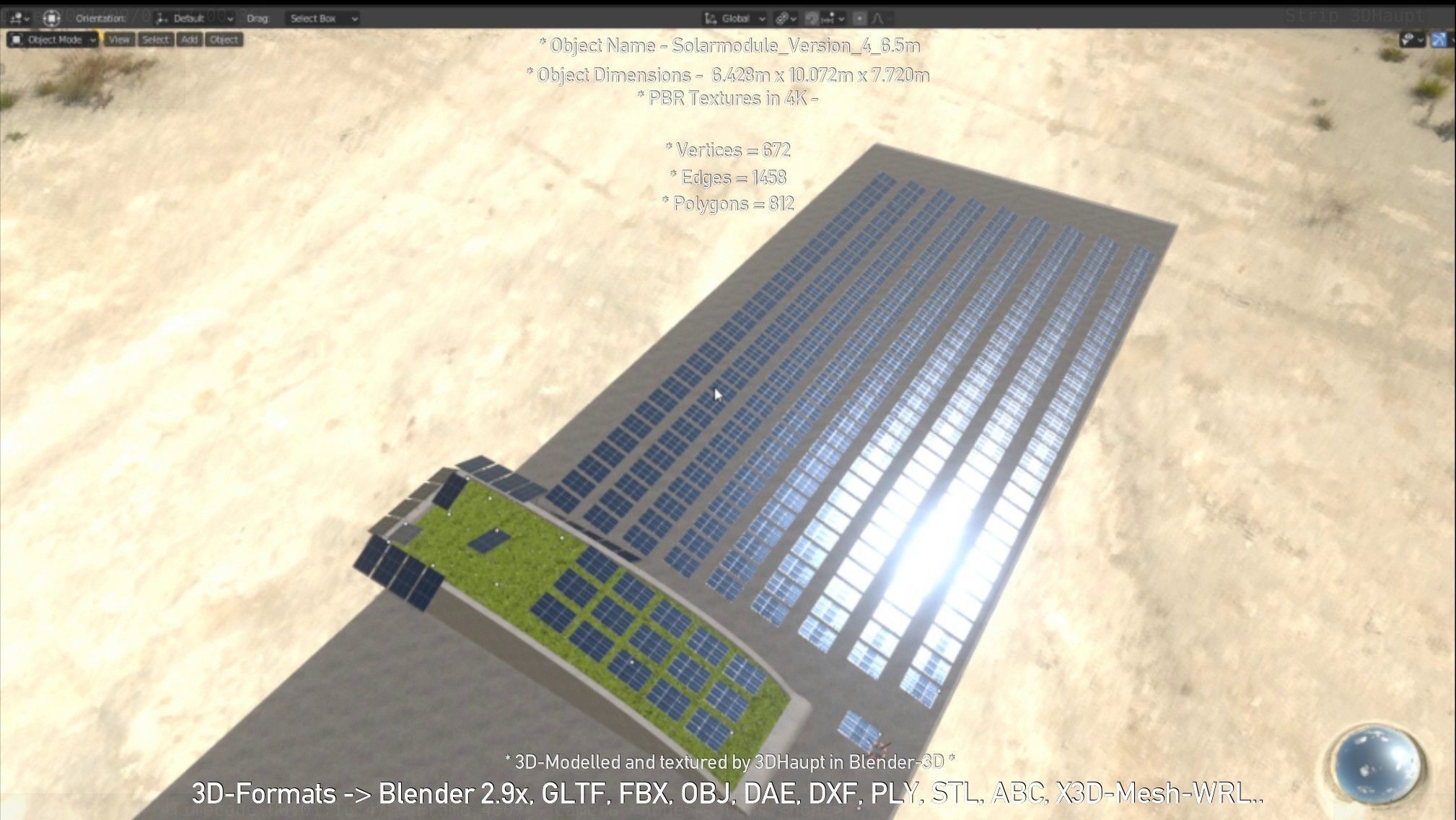 Solarmodule Version 4 - 6500mm Low-poly 3D model_114