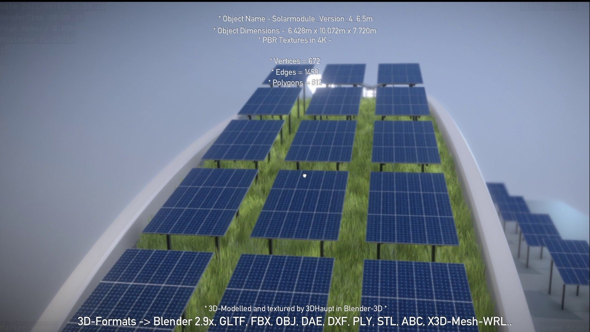 Solarmodule Version 4 - 6500mm Low-poly 3D model_40