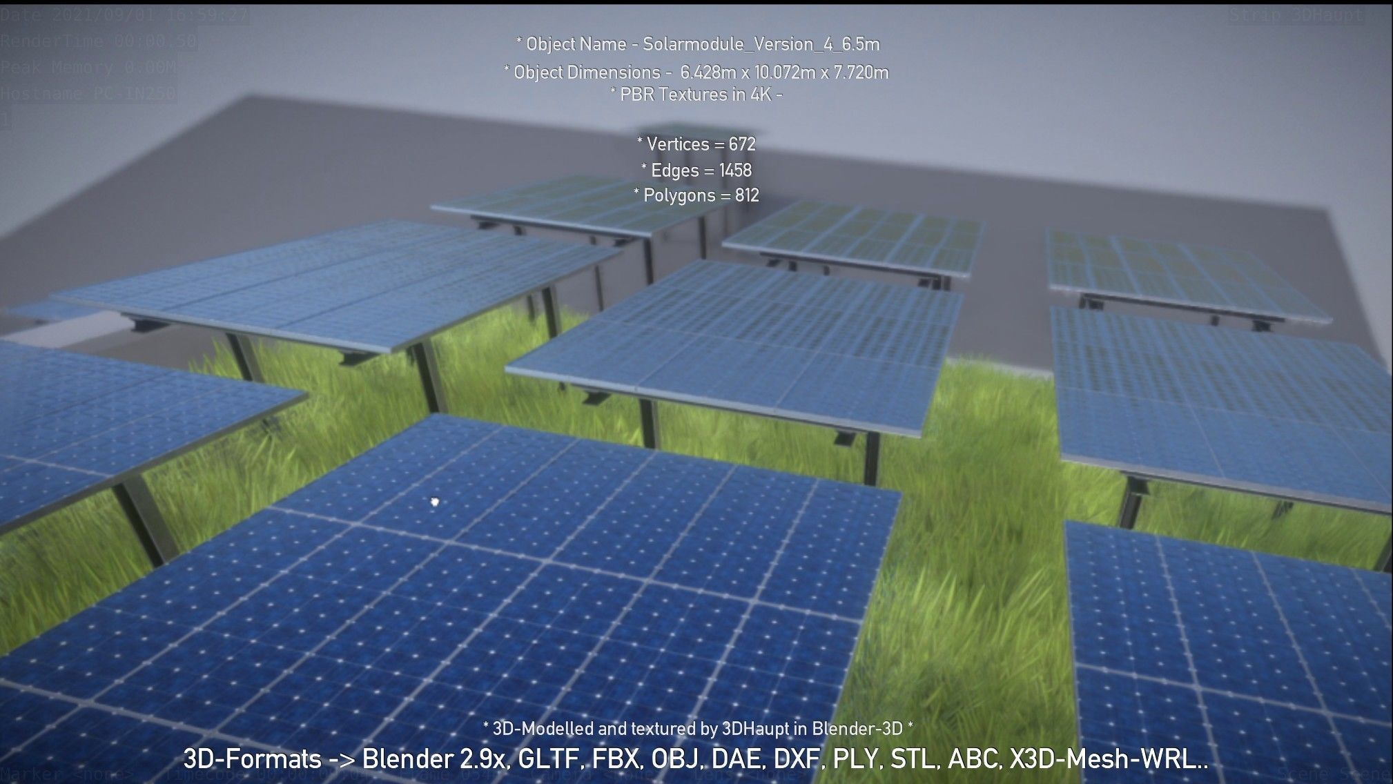 Solarmodule Version 4 - 6500mm Low-poly 3D model_45