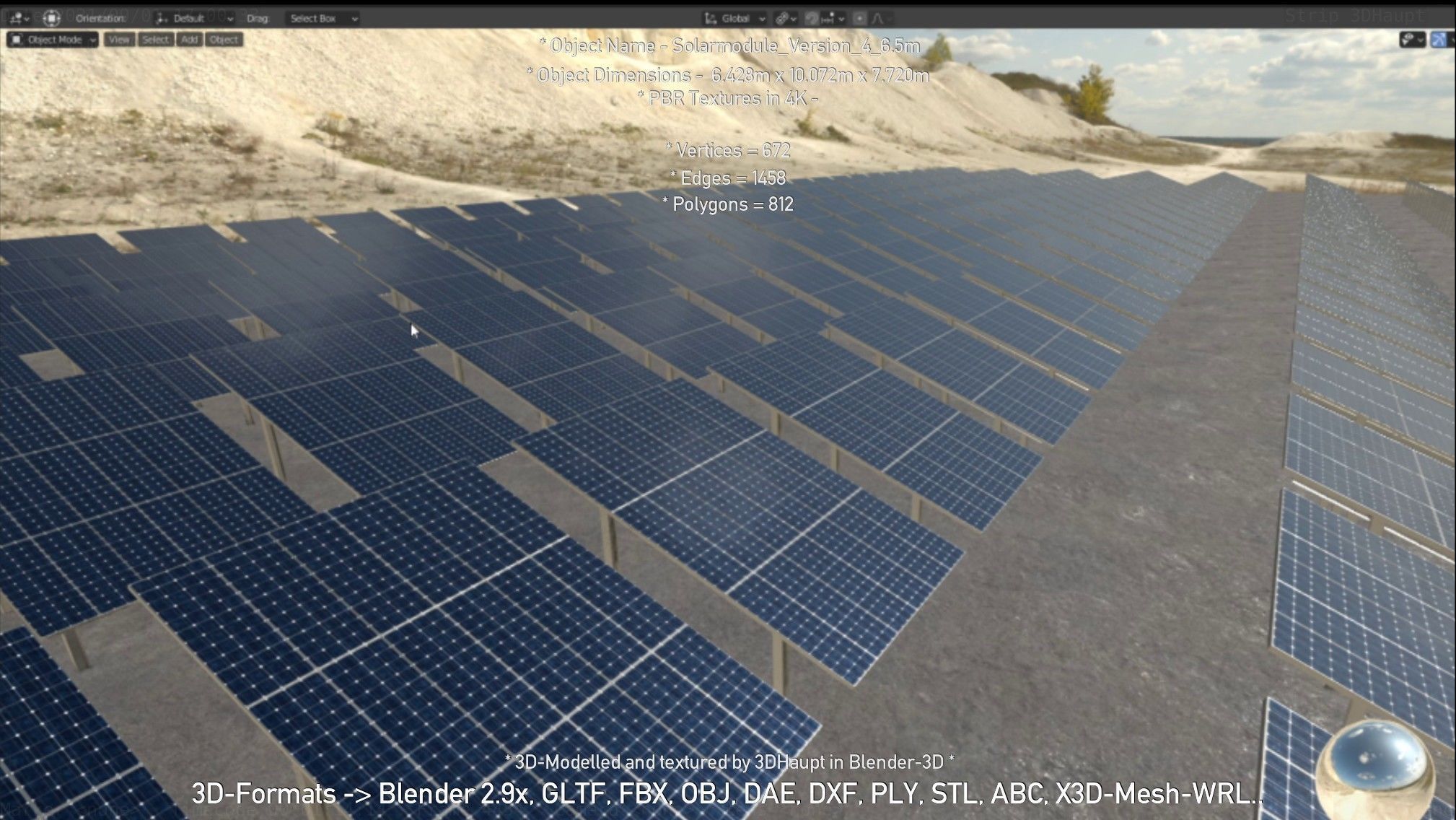 Solarmodule Version 4 - 6500mm Low-poly 3D model_58