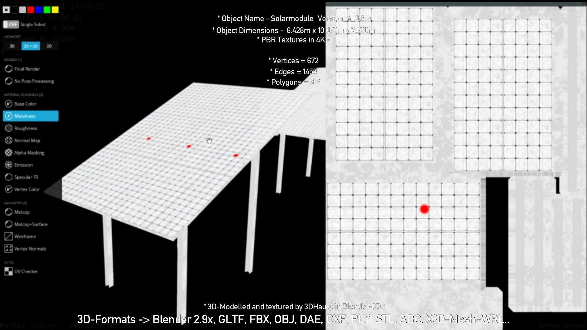 Solarmodule Version 4 - 6500mm Low-poly 3D model_36