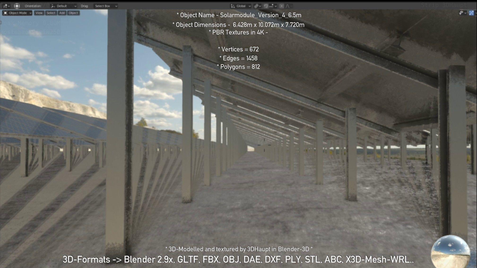 Solarmodule Version 4 - 6500mm Low-poly 3D model_97