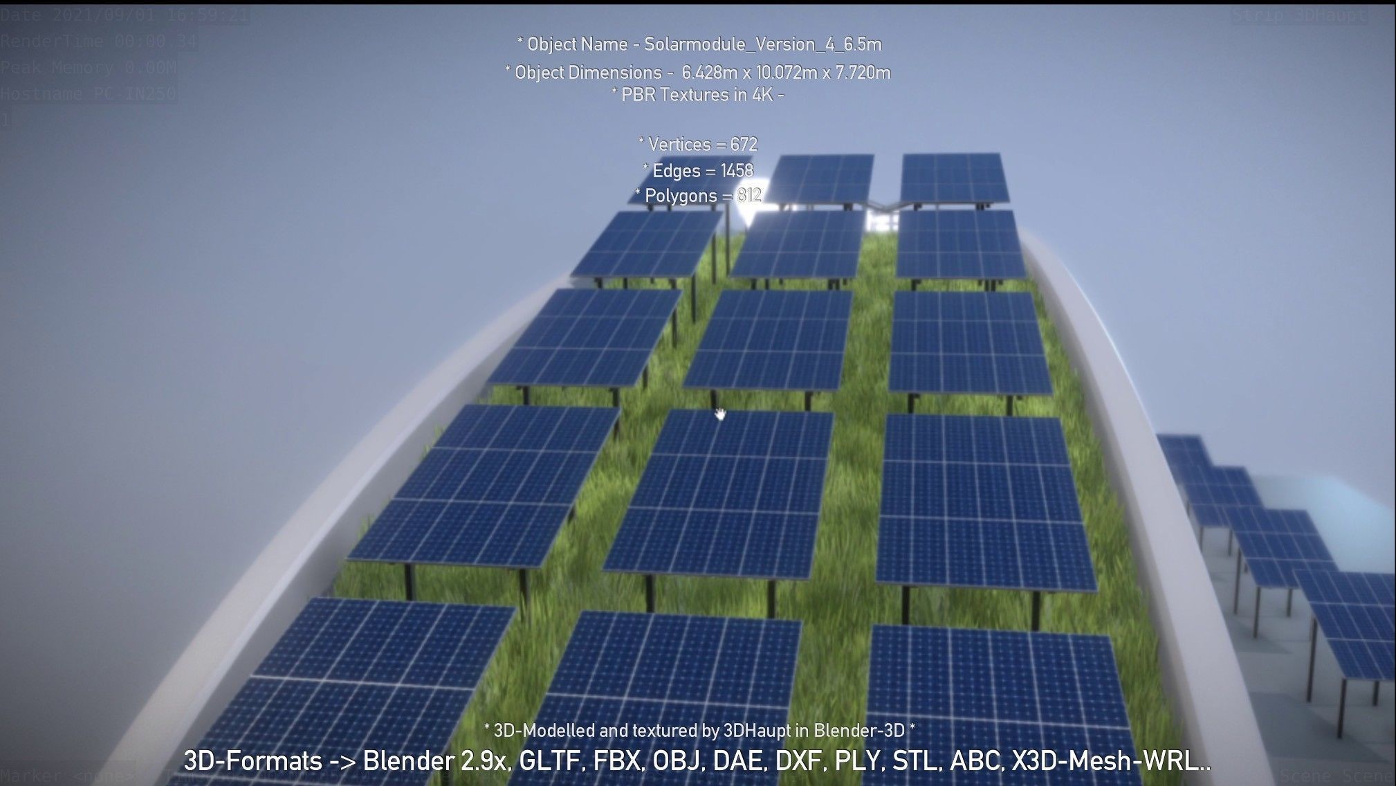 Solarmodule Version 4 - 6500mm Low-poly 3D model_65