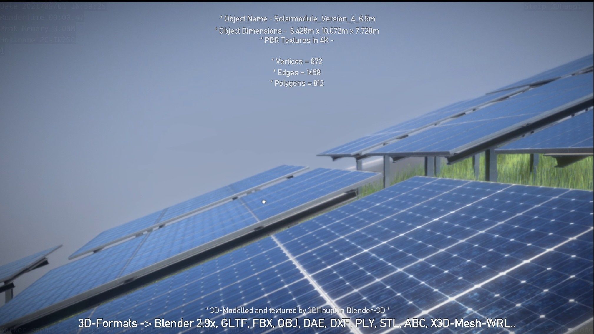 Solarmodule Version 4 - 6500mm Low-poly 3D model_75