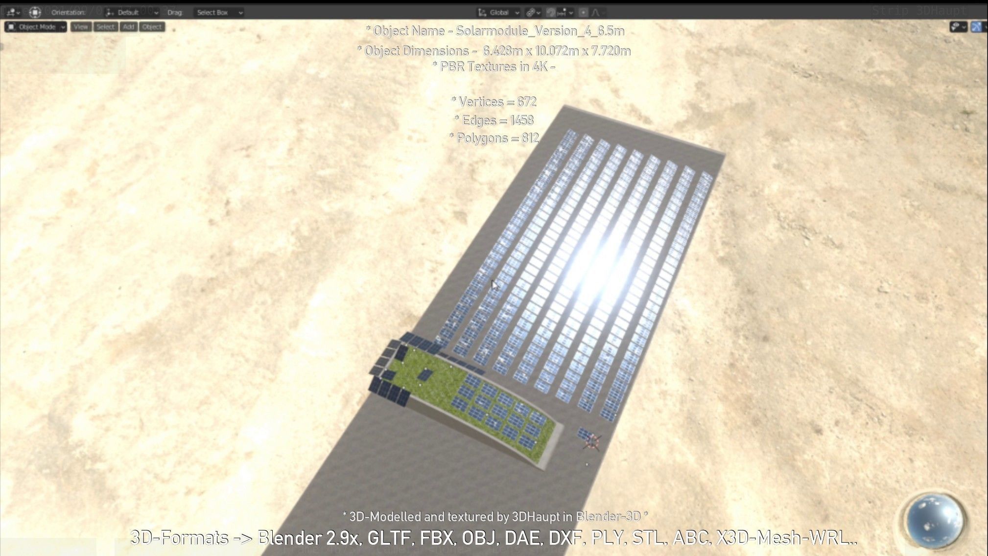 Solarmodule Version 4 - 6500mm Low-poly 3D model_54