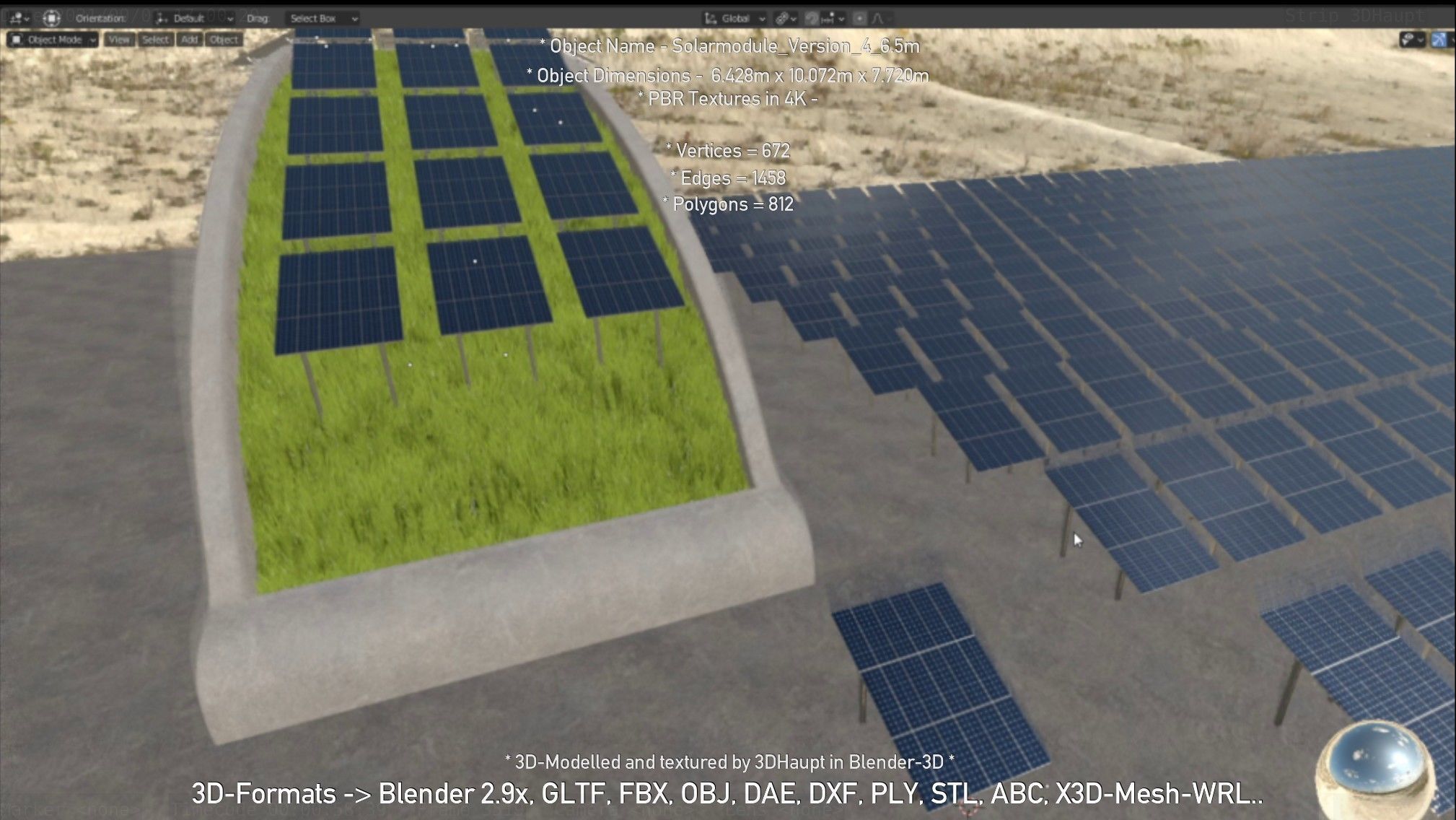 Solarmodule Version 4 - 6500mm Low-poly 3D model_51