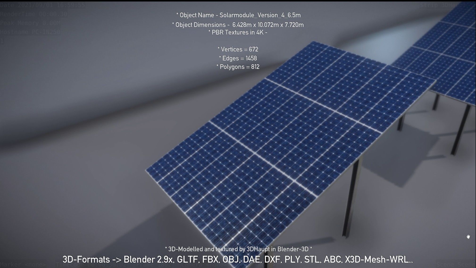 Solarmodule Version 4 - 6500mm Low-poly 3D model_31