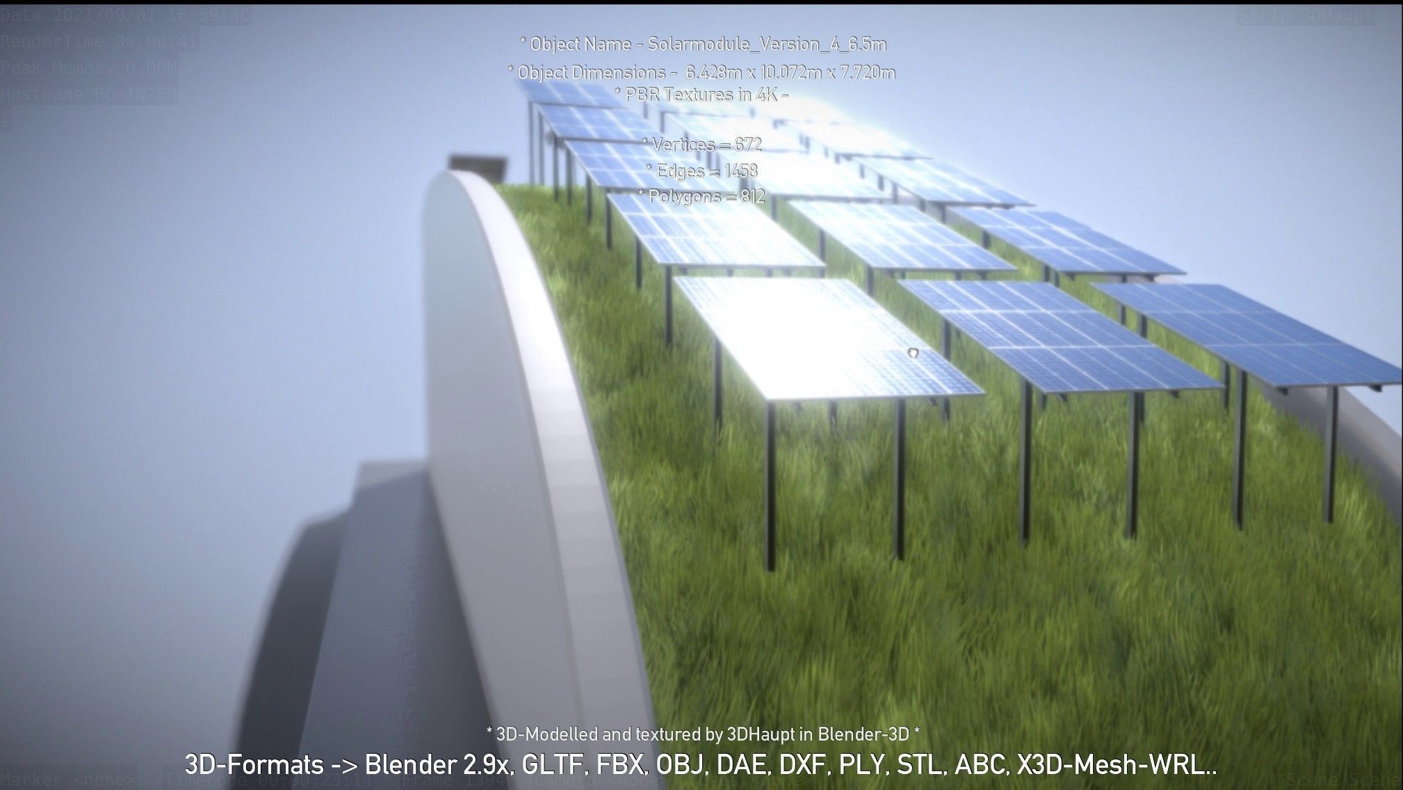 Solarmodule Version 4 - 6500mm Low-poly 3D model_86