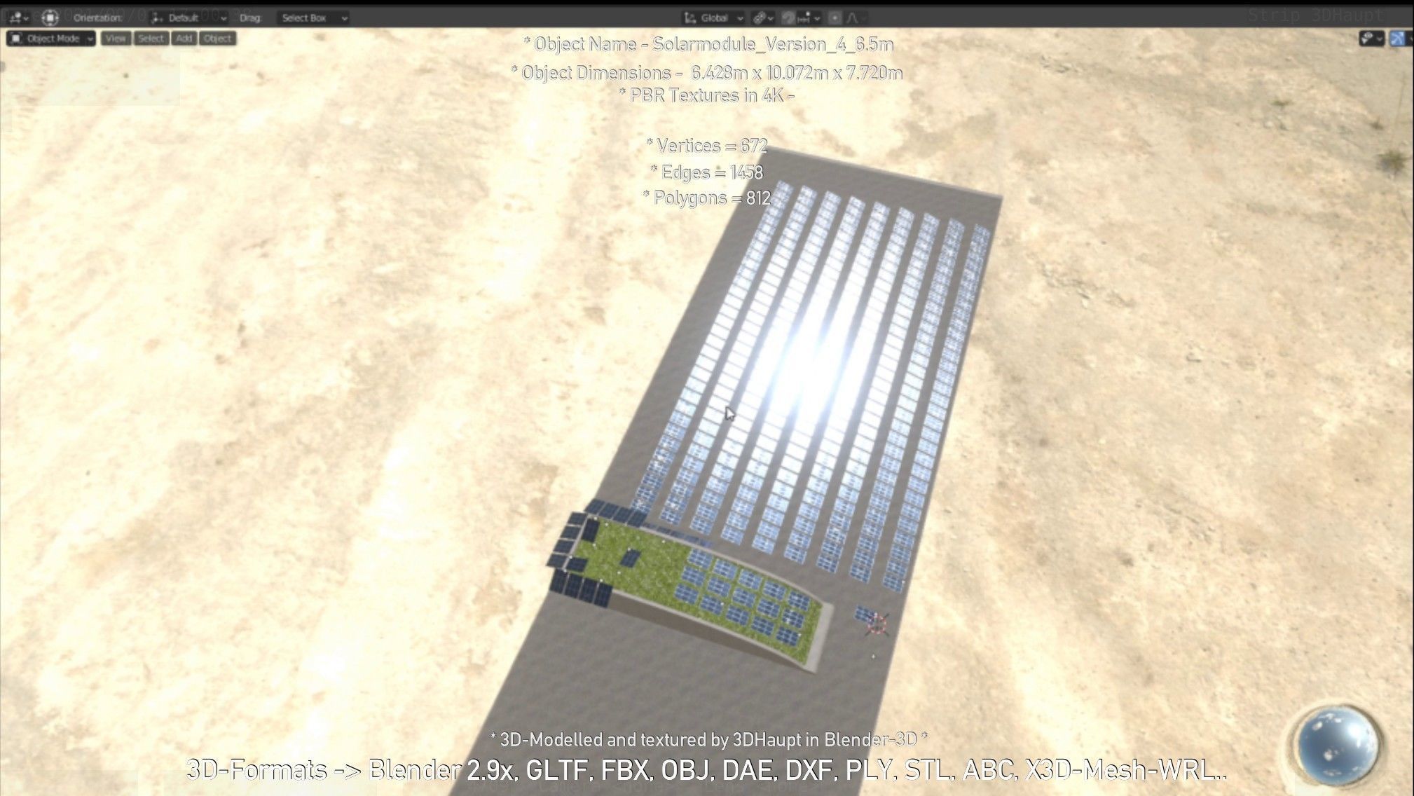 Solarmodule Version 4 - 6500mm Low-poly 3D model_120