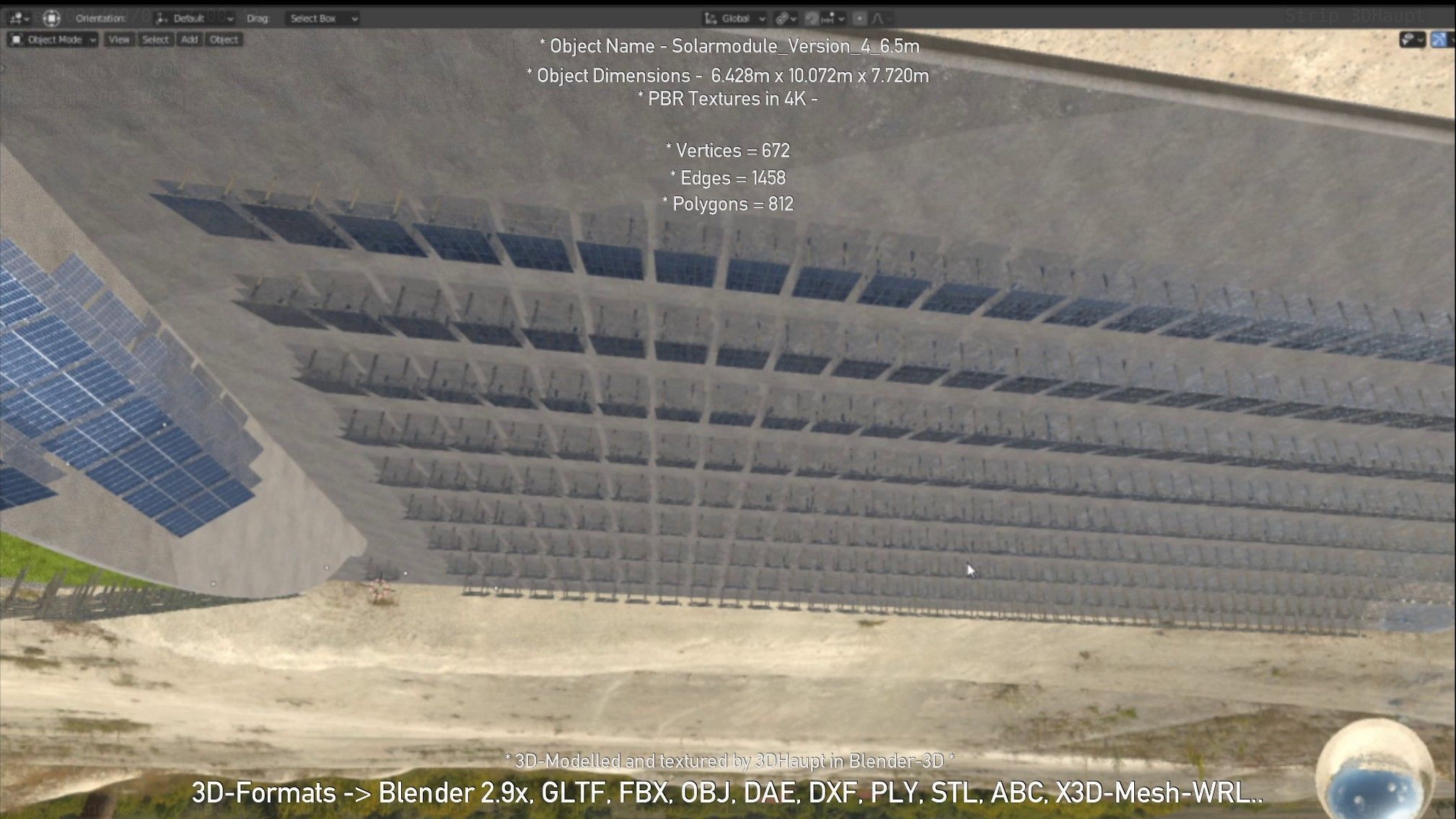 Solarmodule Version 4 - 6500mm Low-poly 3D model_119