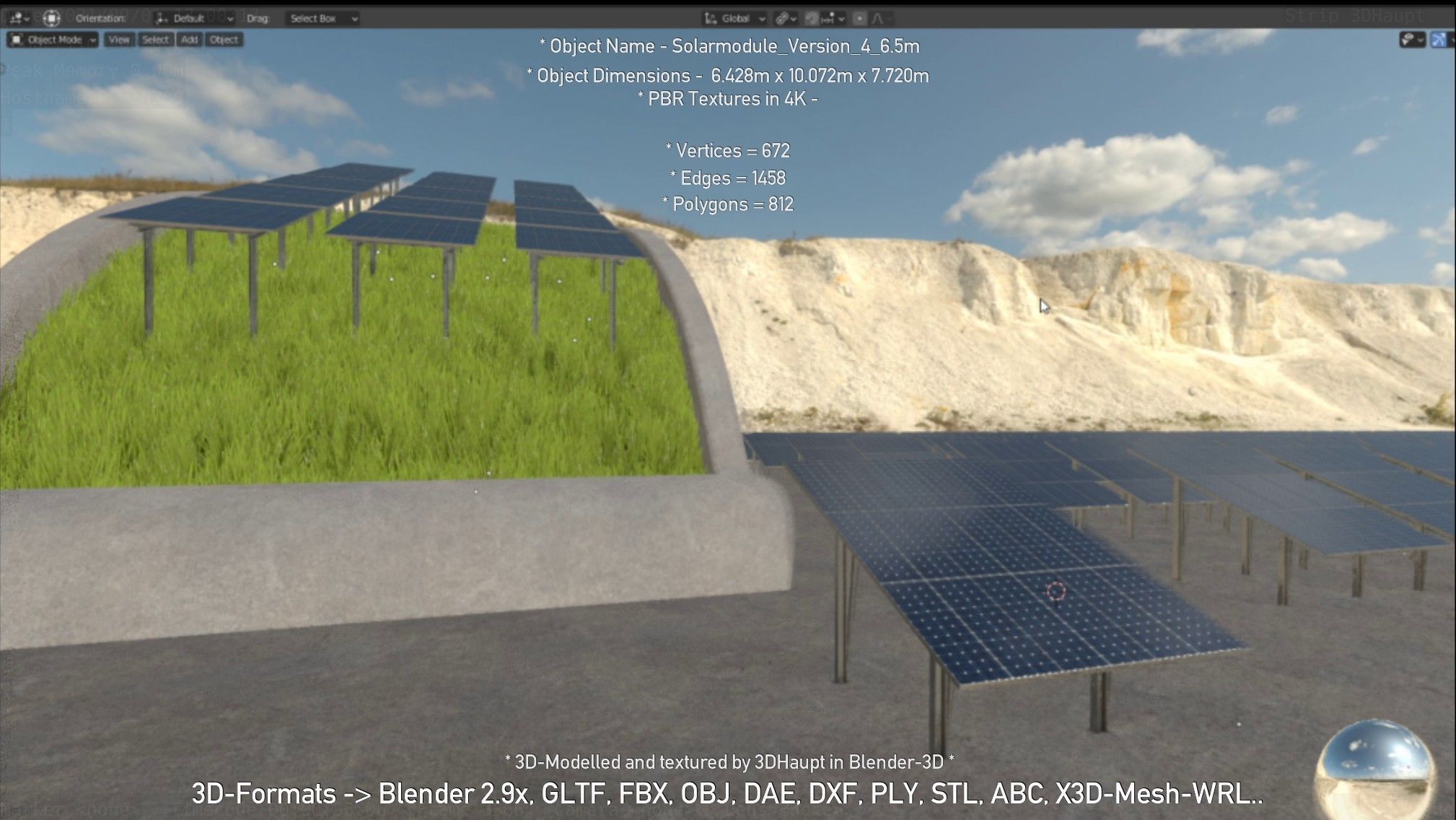 Solarmodule Version 4 - 6500mm Low-poly 3D model_103