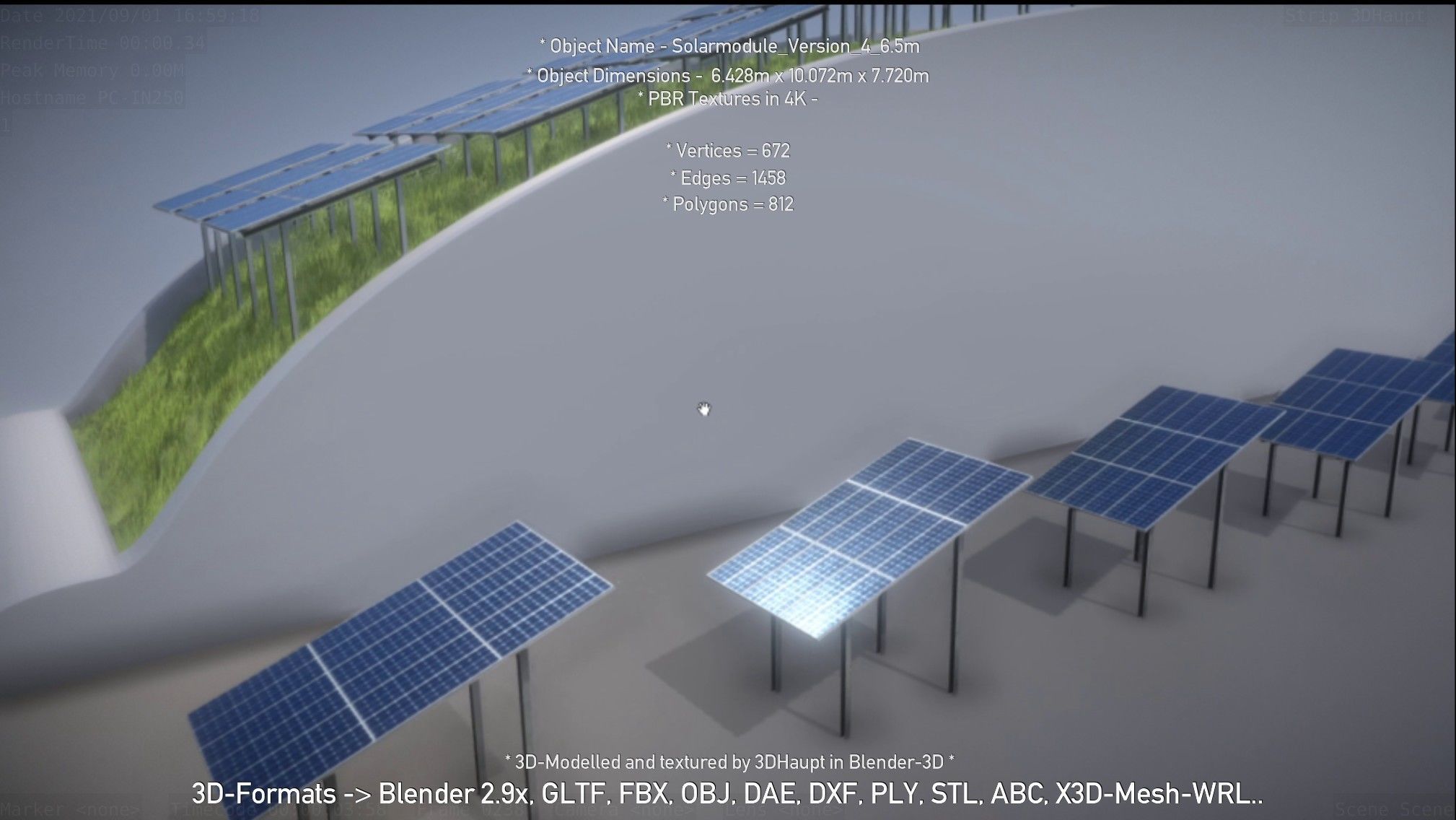 Solarmodule Version 4 - 6500mm Low-poly 3D model_28