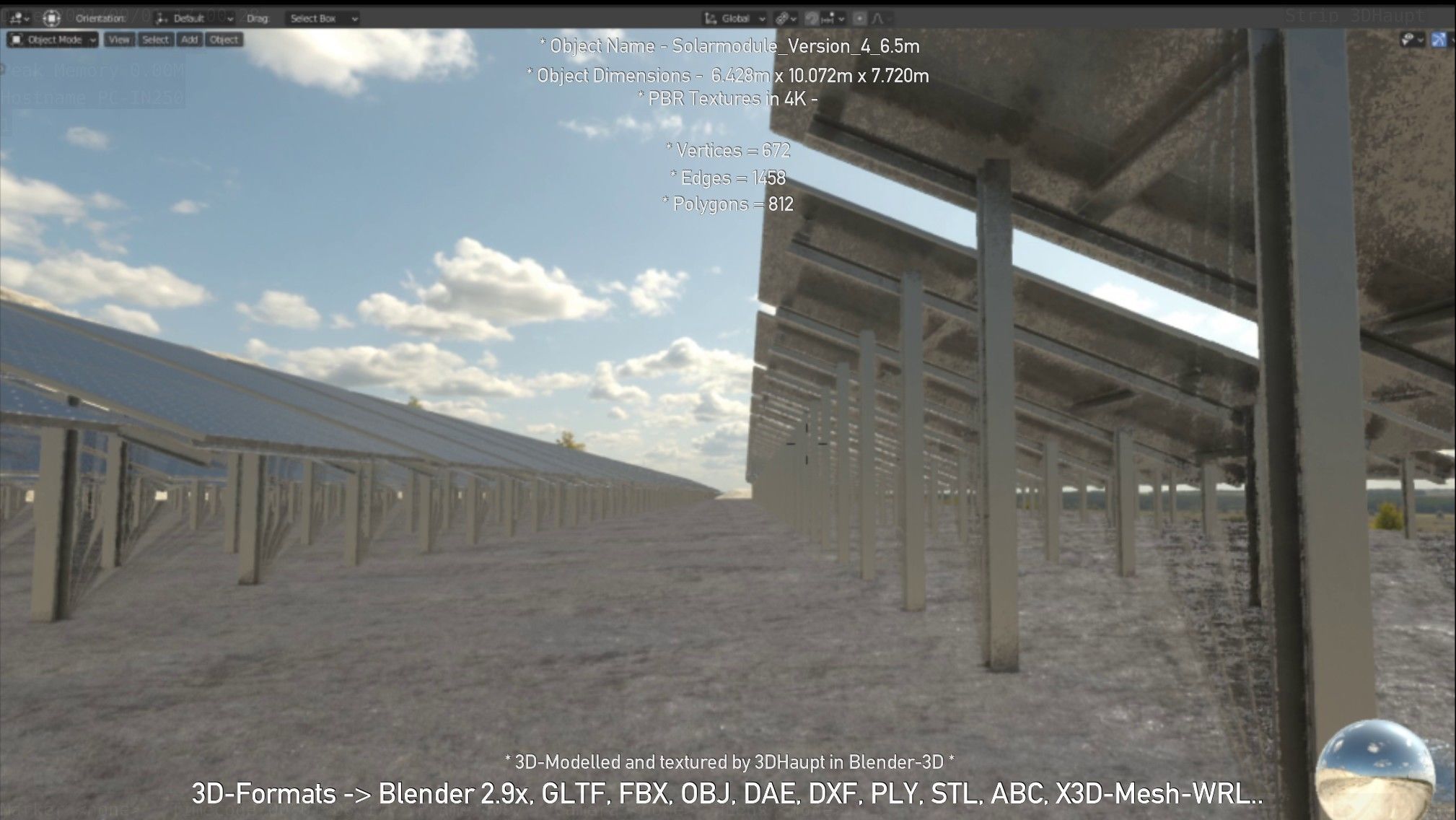 Solarmodule Version 4 - 6500mm Low-poly 3D model_39