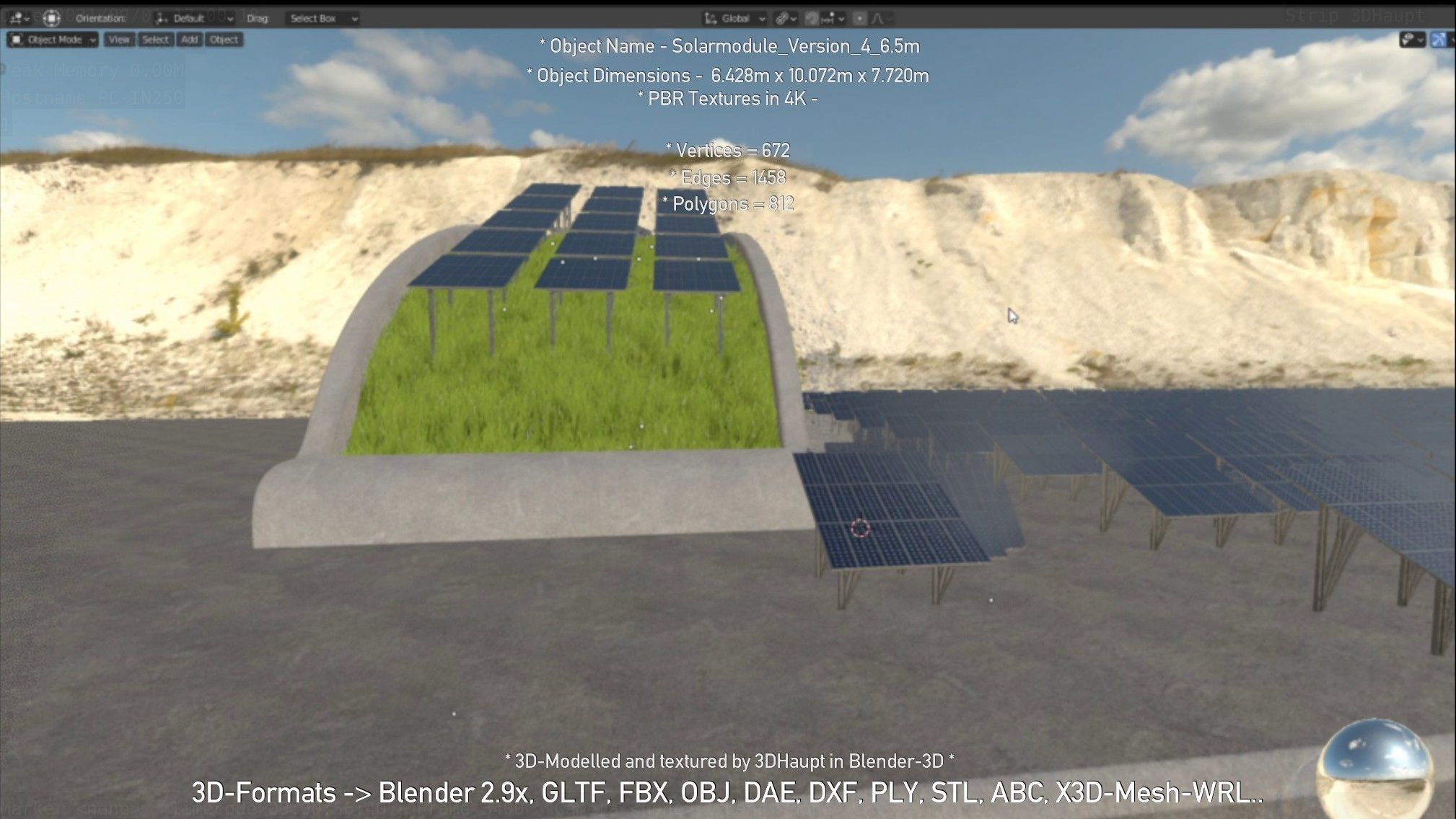 Solarmodule Version 4 - 6500mm Low-poly 3D model_126