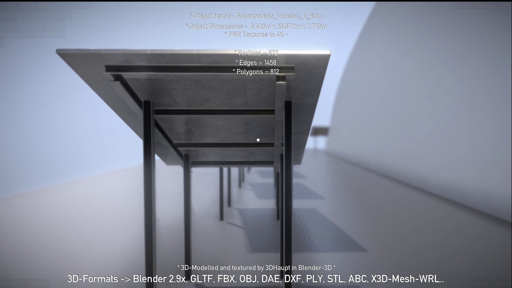 Solarmodule Version 4 - 6500mm Low-poly 3D model_29