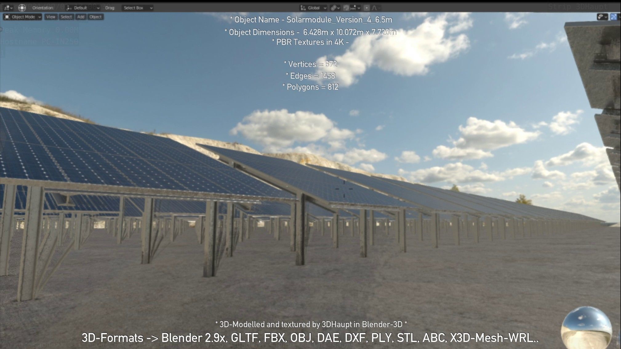 Solarmodule Version 4 - 6500mm Low-poly 3D model_95